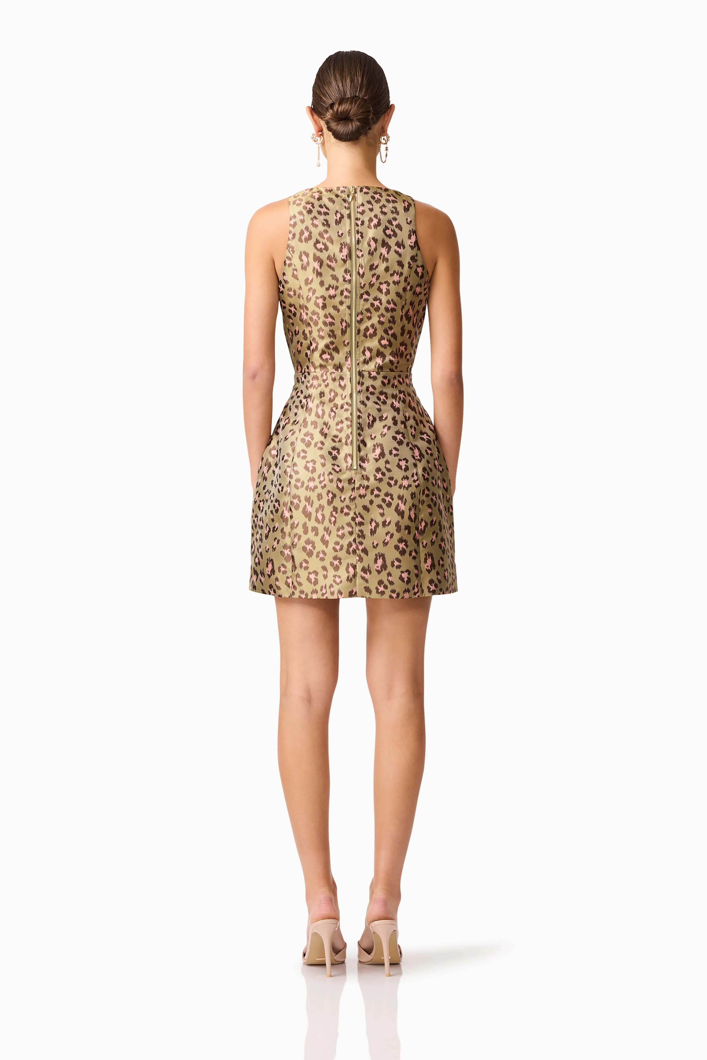 Elara Tulip Mini Dress in Leopard Print - Image 5