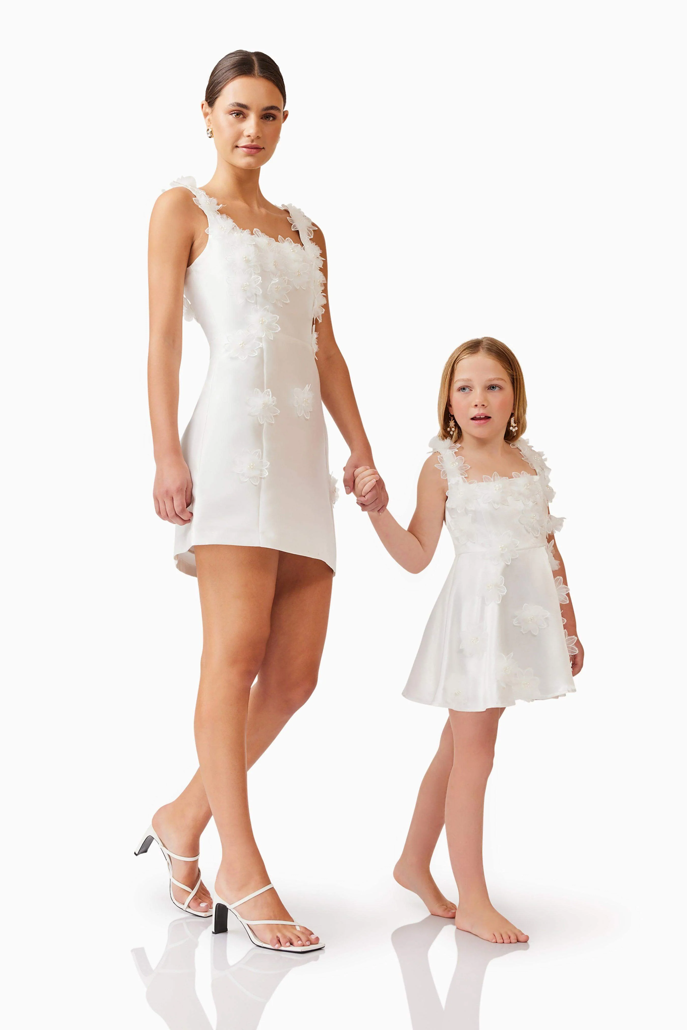 Elder Floral Girls Dress in White - Image 10