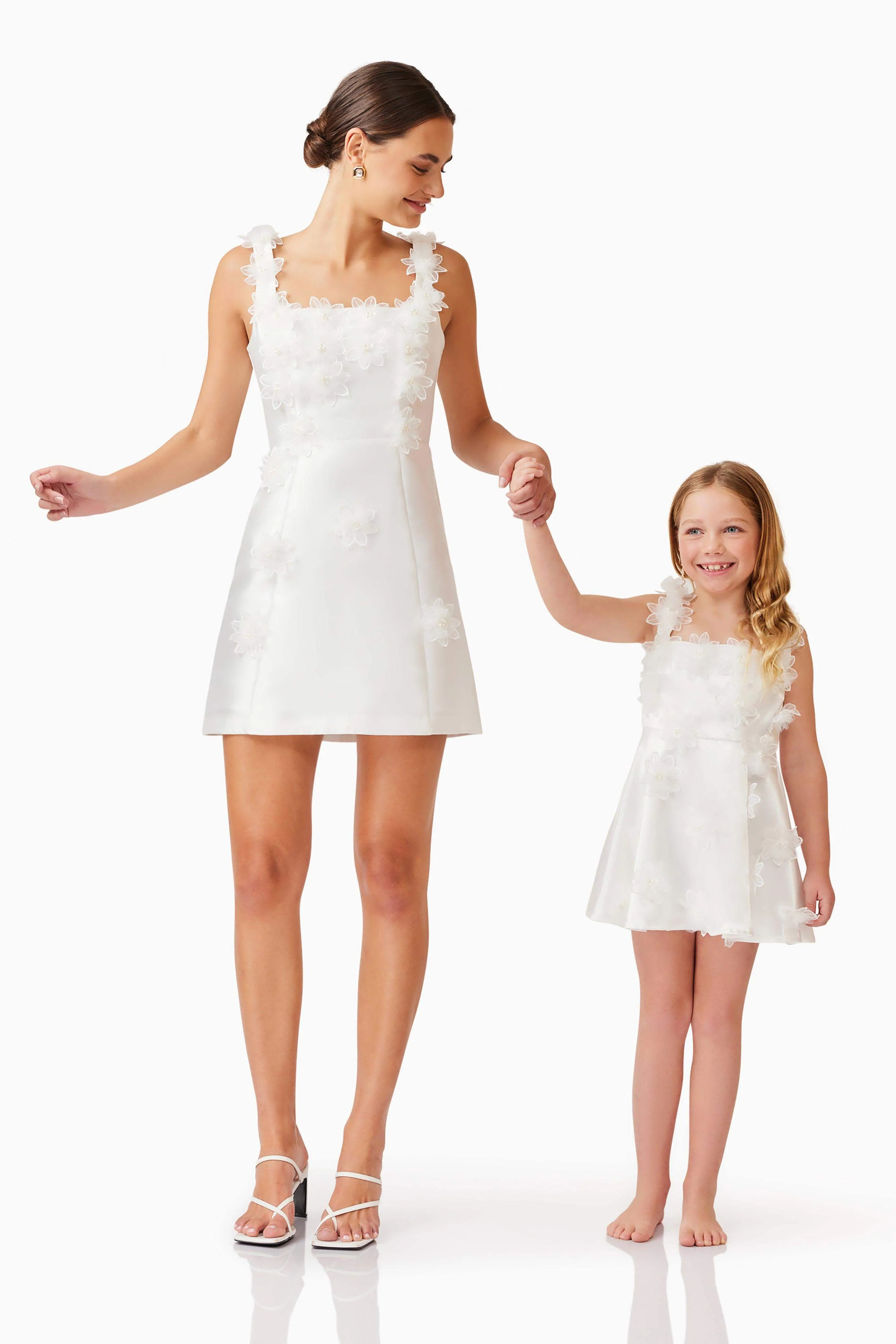 Elder Floral Girls Dress in White - Image 7