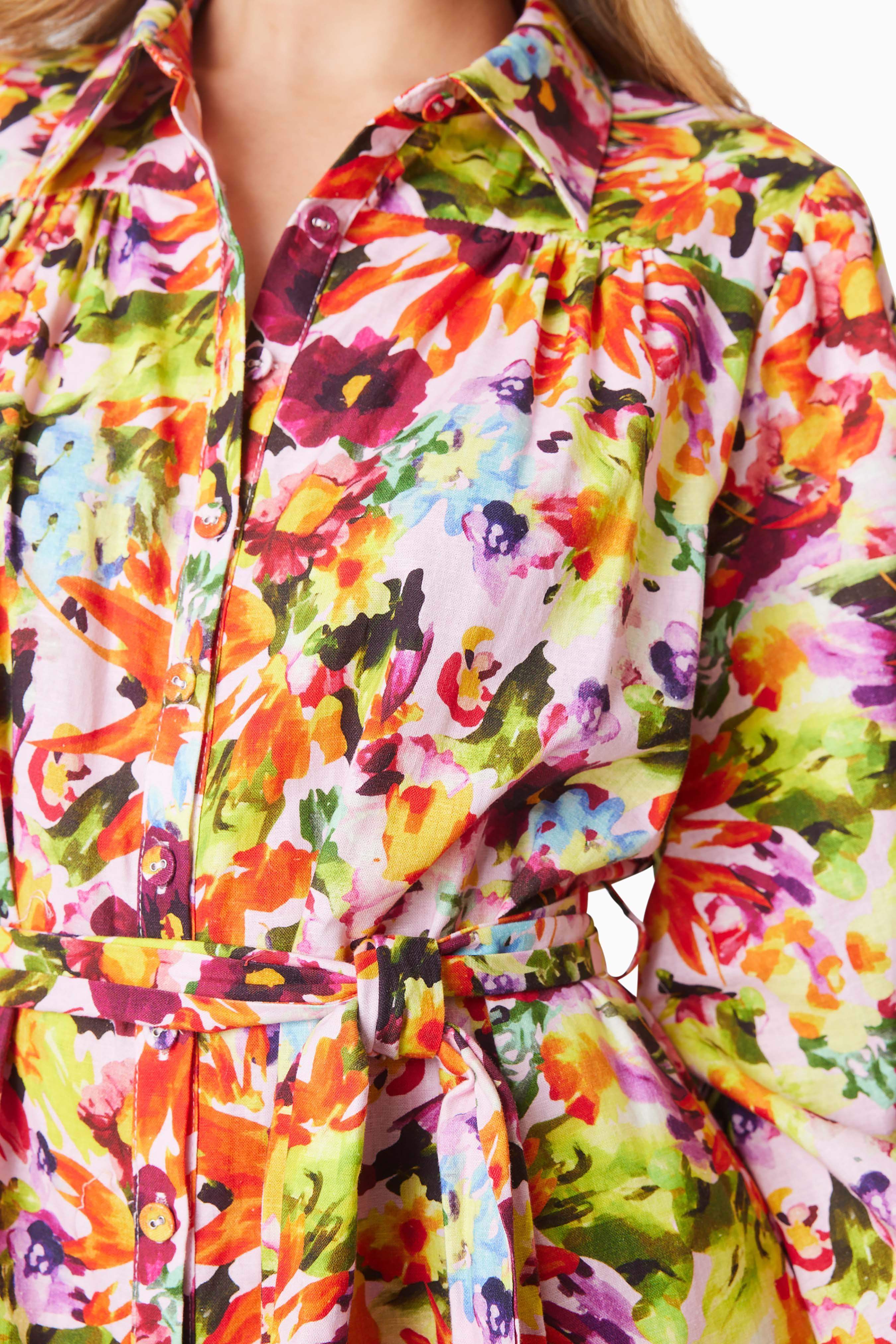 Elira Maxi Shirt Dress In Florals - Image 6