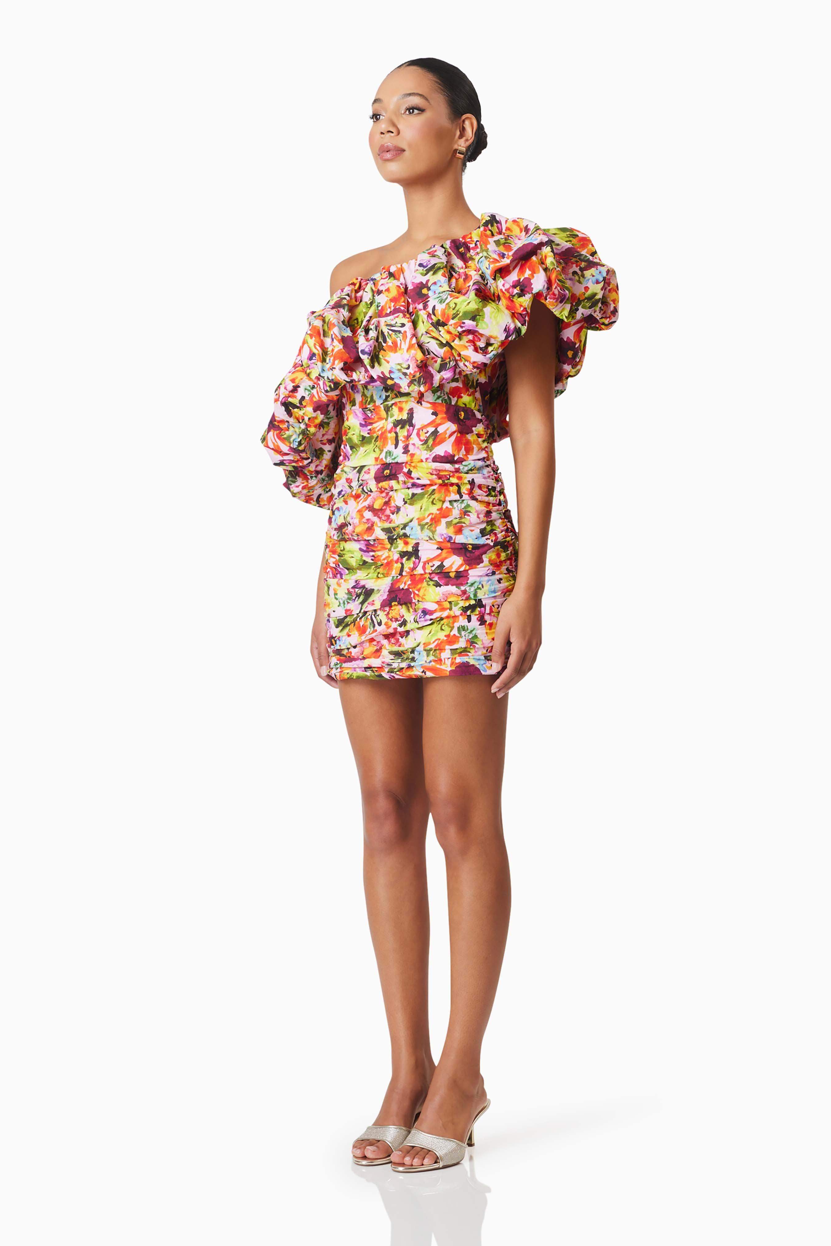 Elira Printed Mini Dress In Florals - Image 3