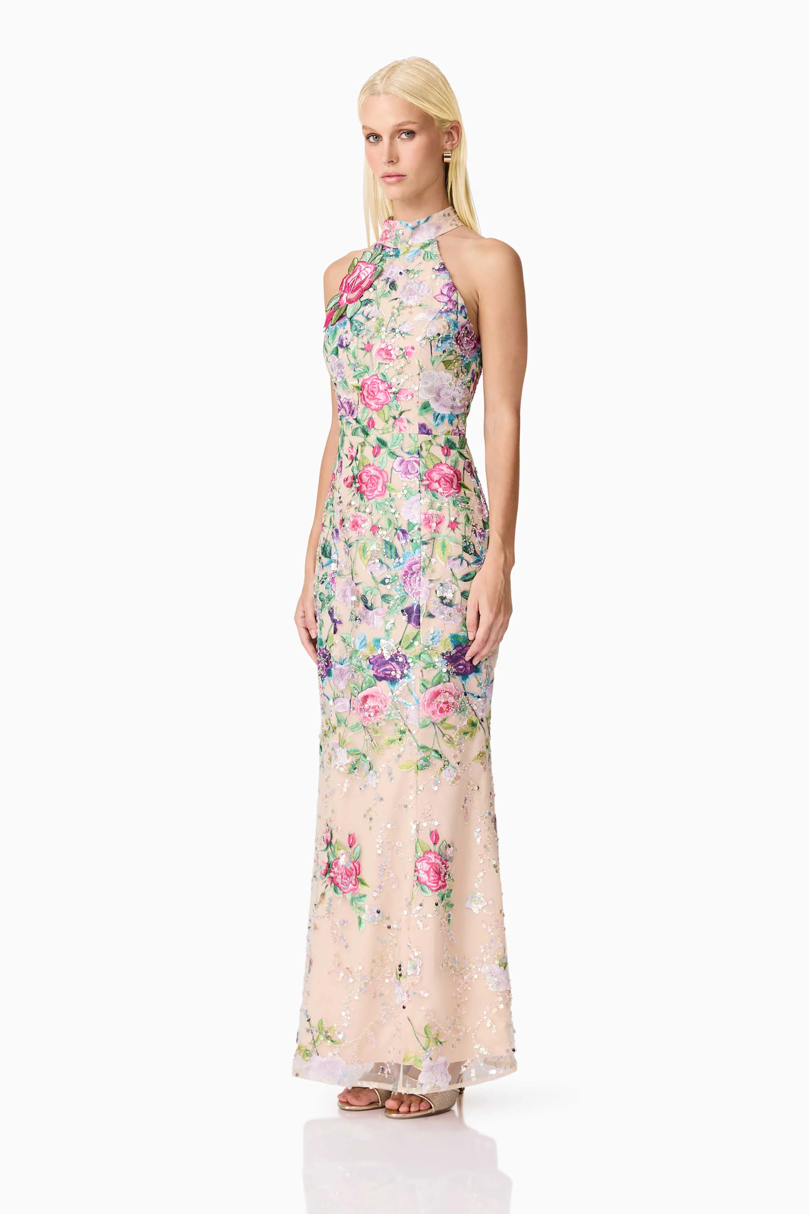 Eliska Halter Neck Gown in Floral - Image 5