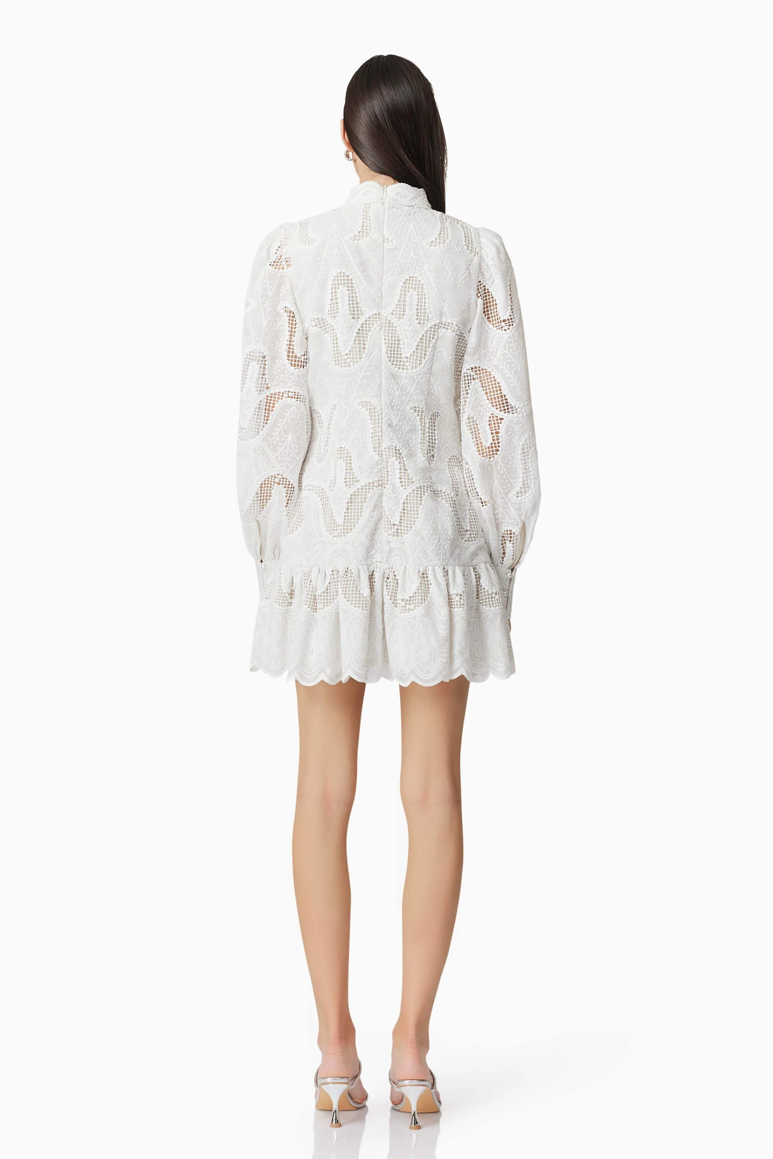 Eliza Long Sleeve Mini Dress in White - Image 5