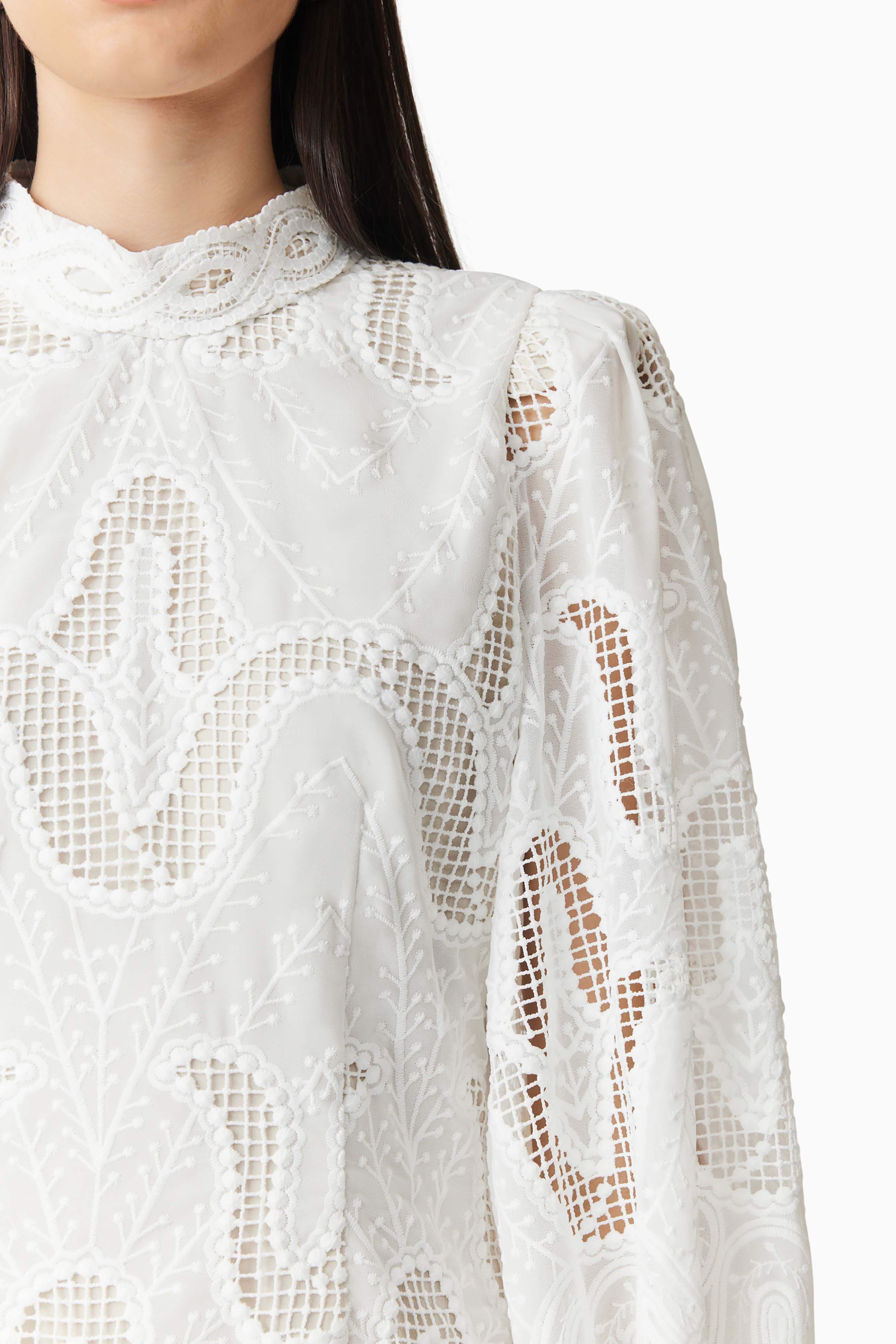 Eliza Long Sleeve Mini Dress in White - Image 6