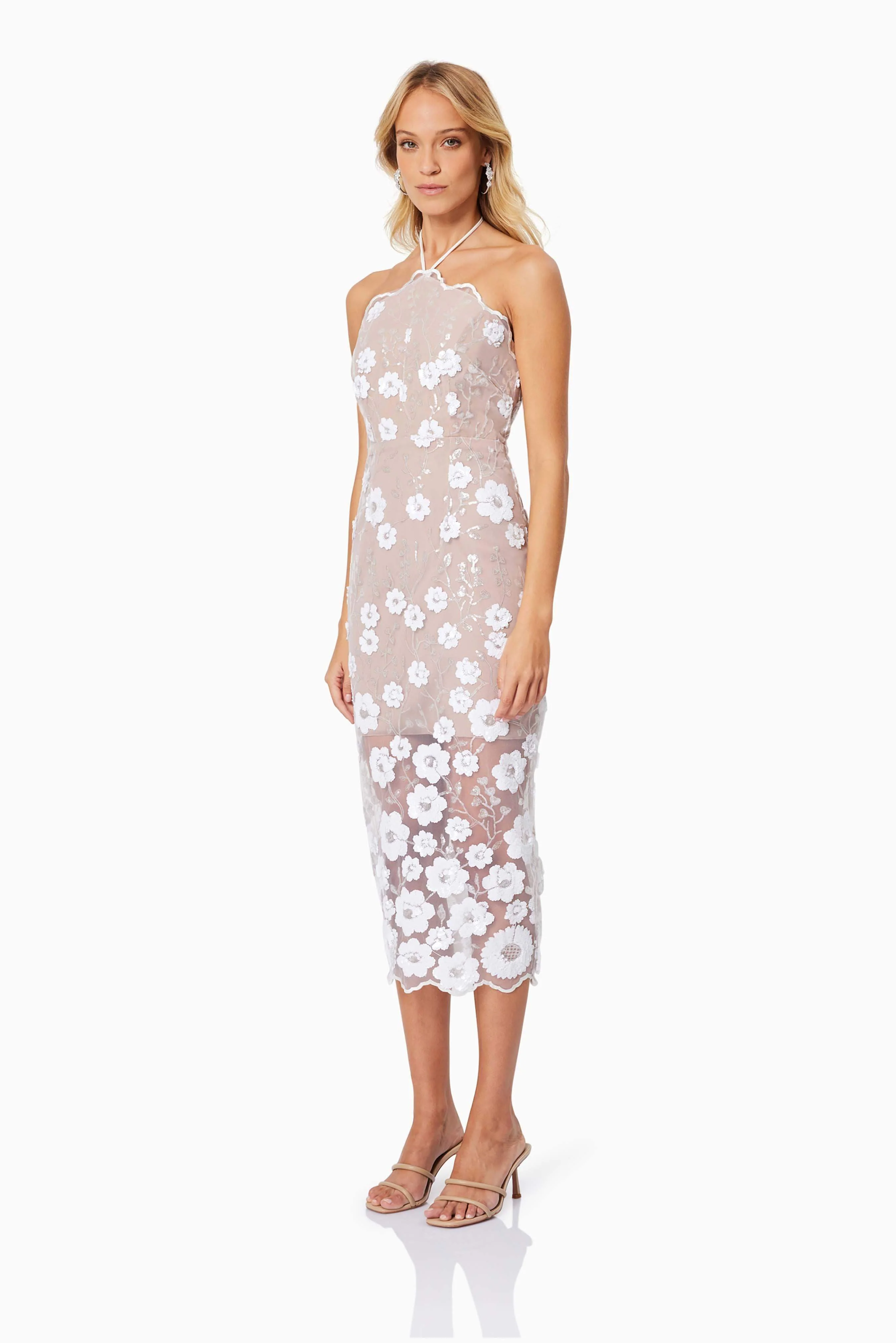 Elodie Midi Cocktail Dress in White - Image 3