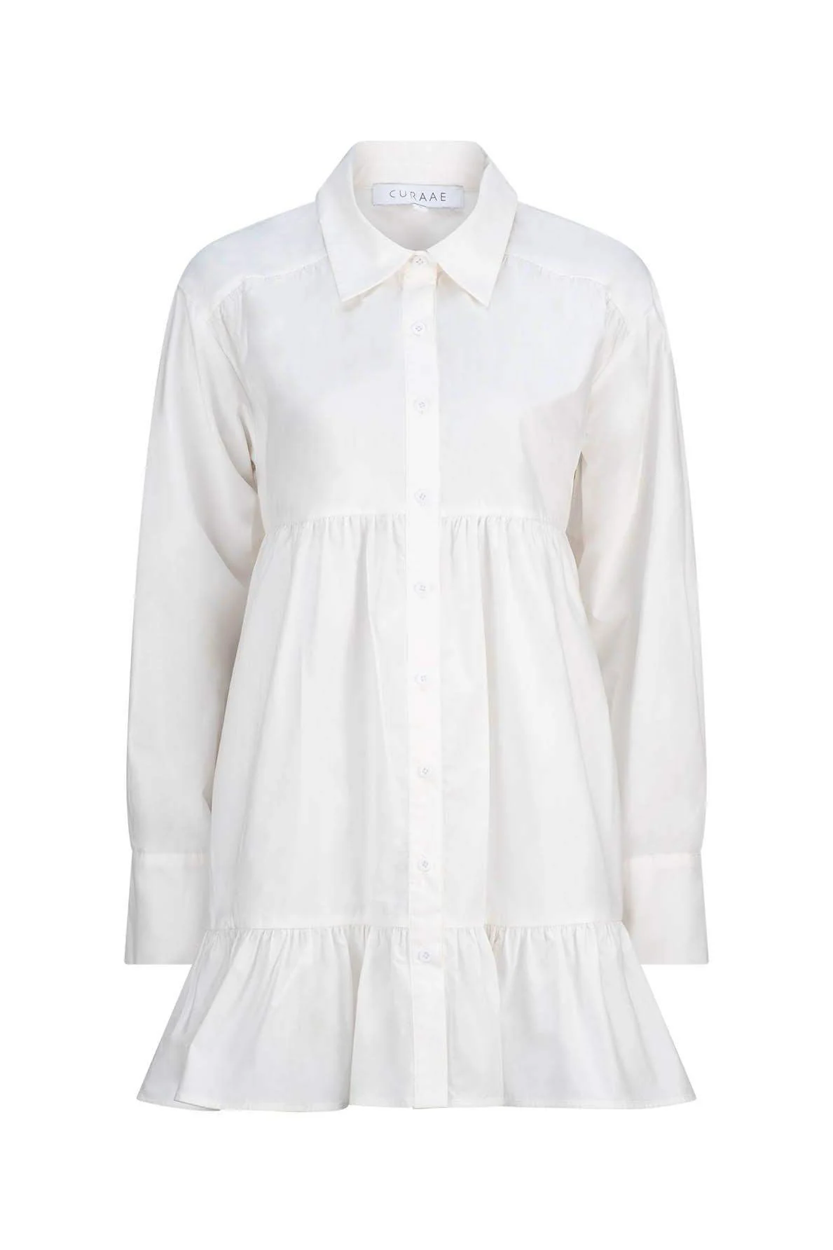 CURAAE Eloise Tiered Shirt Dress in White - Image 6