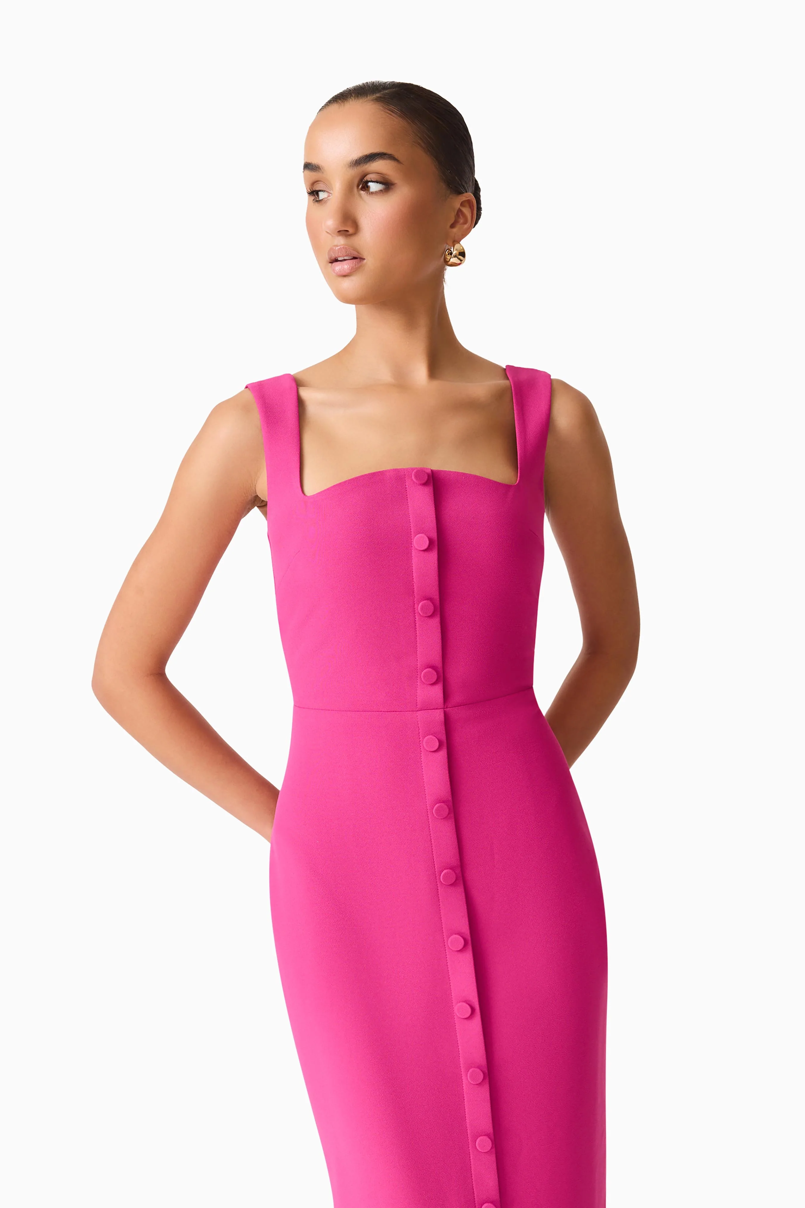 Elva Fitted Midi Dress in Pink - Image 2