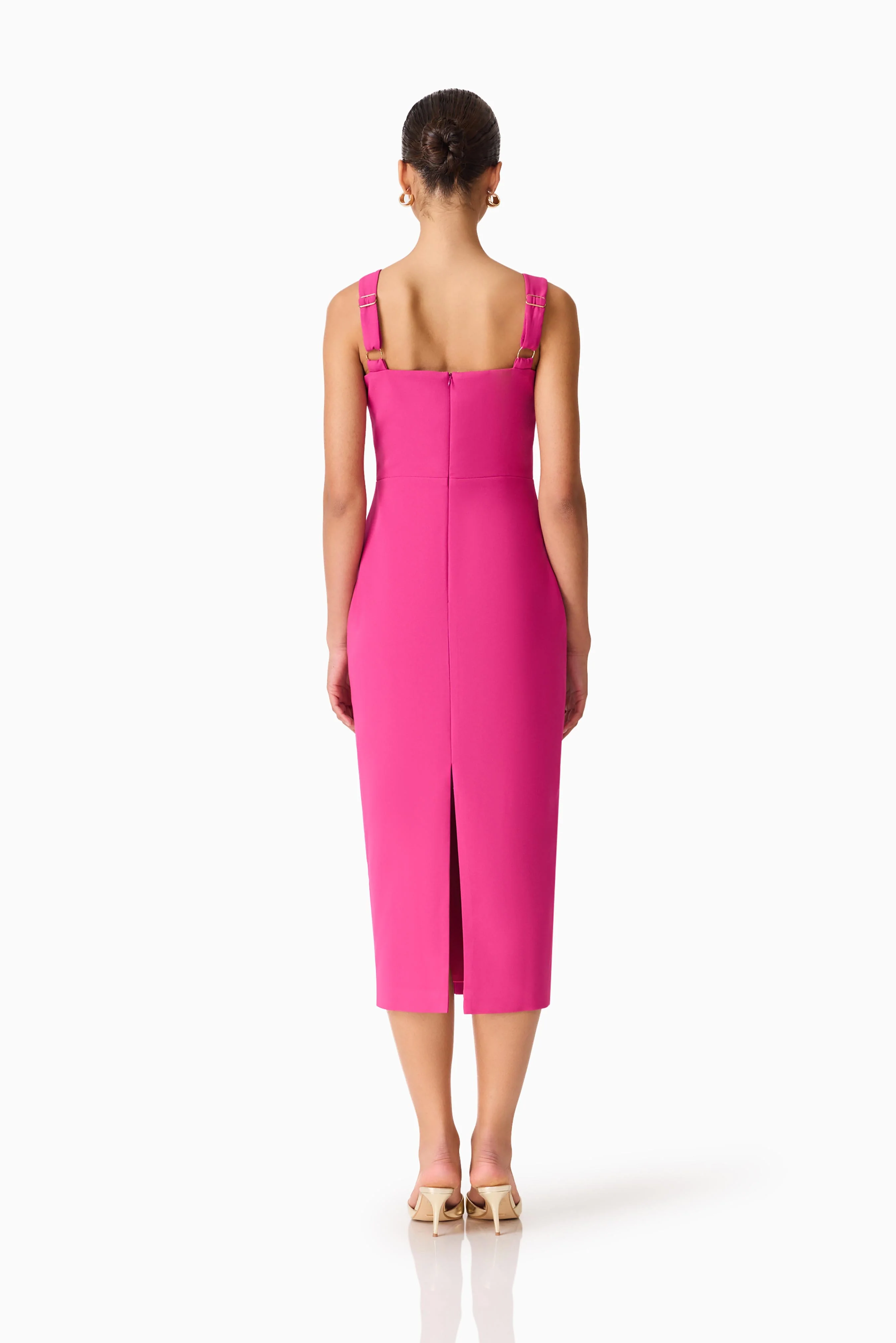 Elva Fitted Midi Dress in Pink - Image 5
