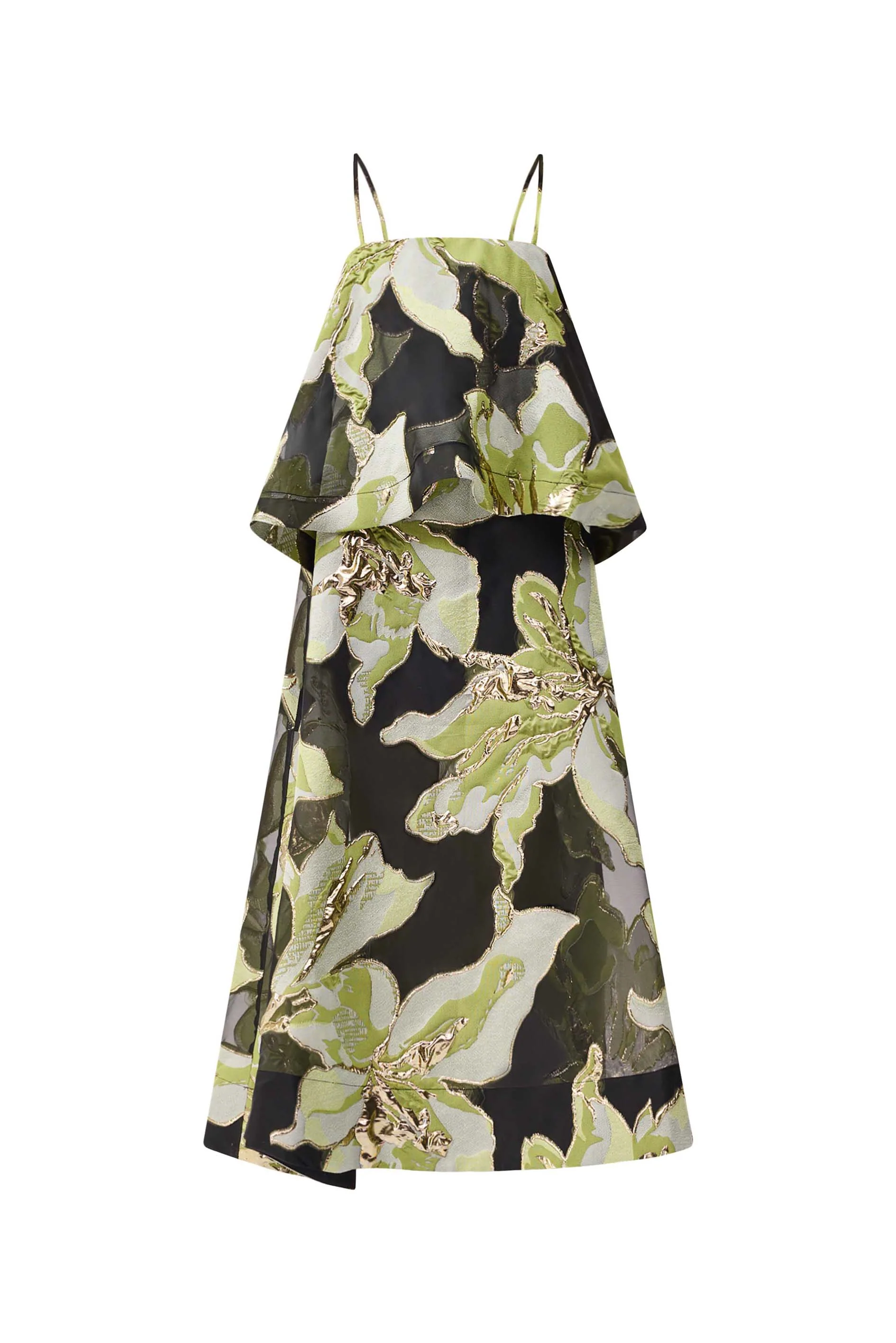 Elysia Tiered Gown in Black & Green Floral - Image 8