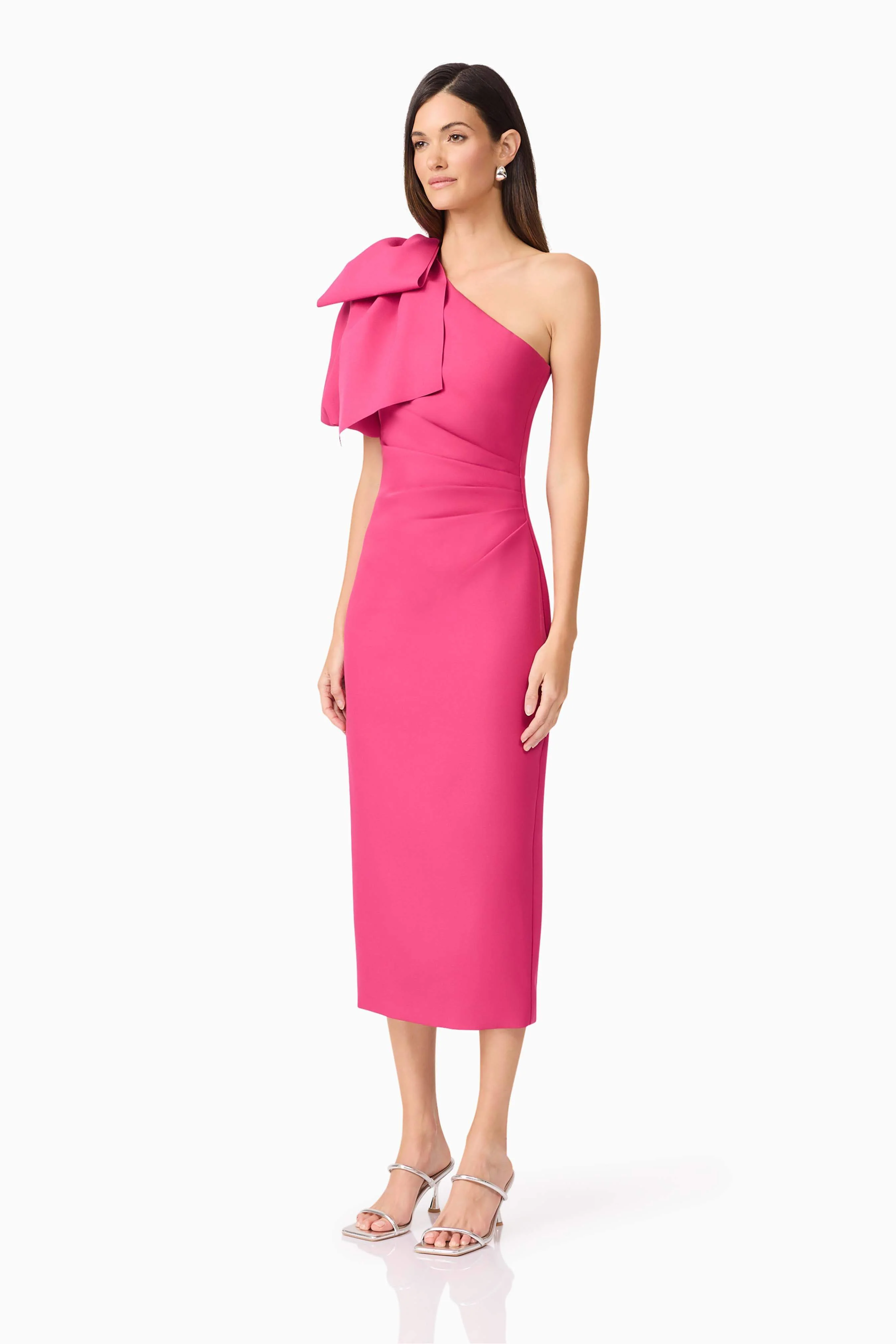 Elysie Asymmetrical Midi Dress in Pink - Image 3