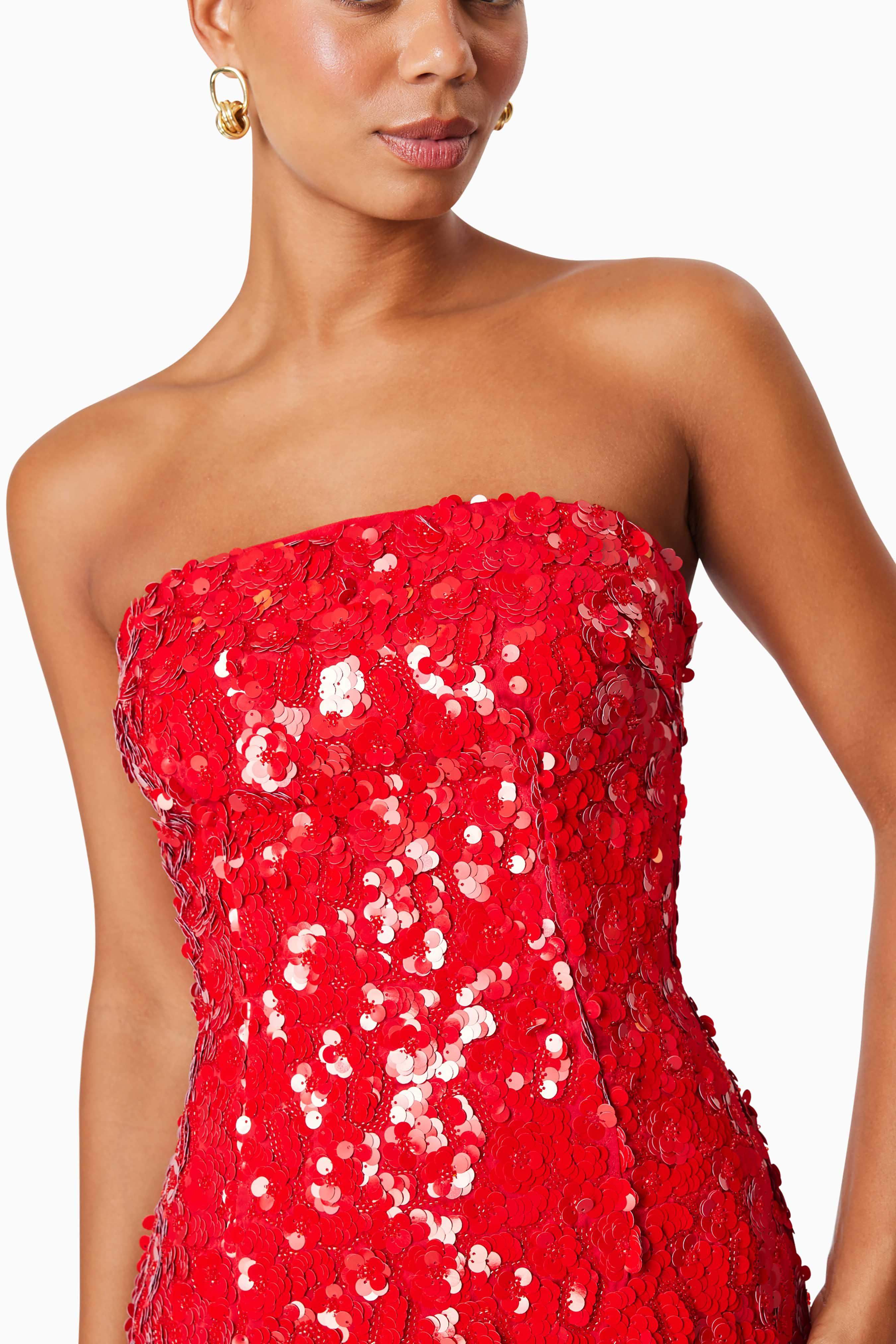Emma Strapless Party Dress In Red - Image 6