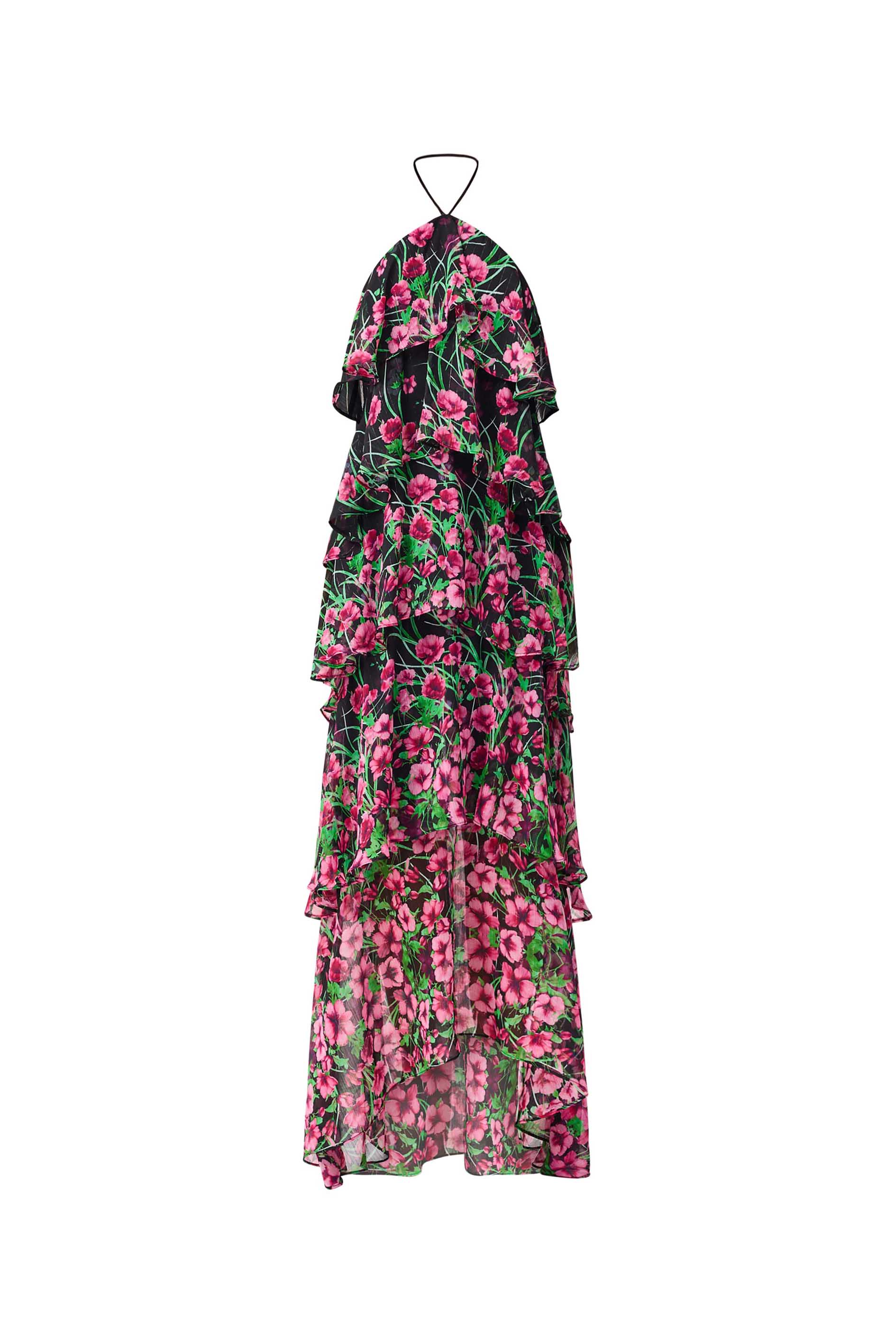 Estelle Halter Gown in Black & Pink Floral - Image 8