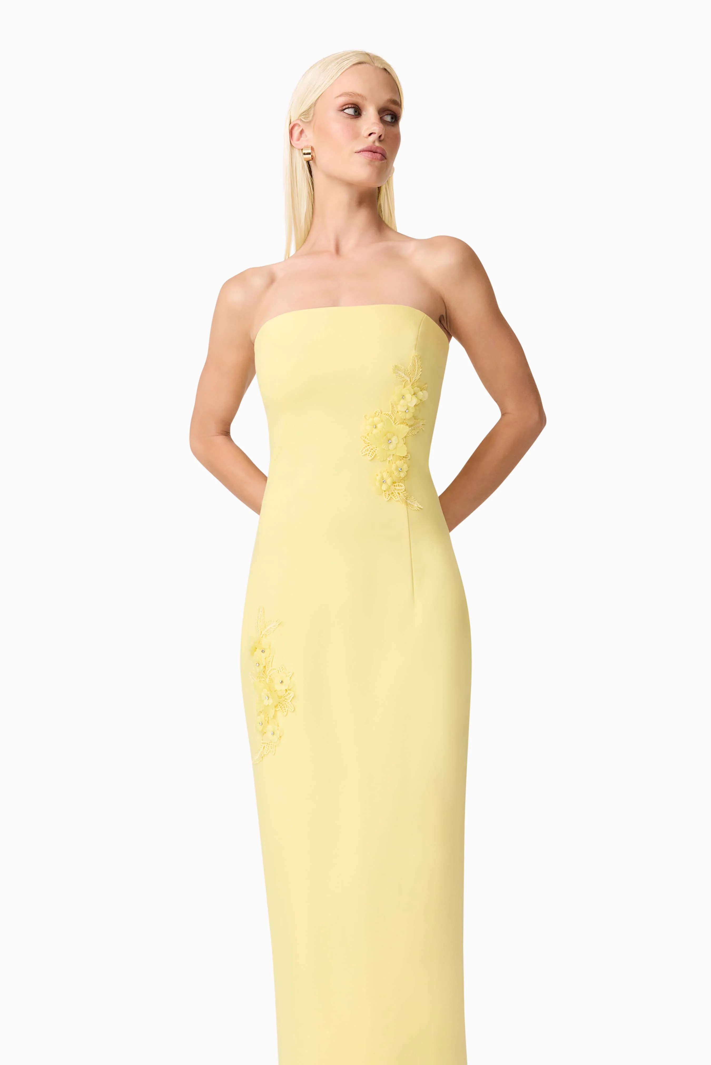 Evee Strapless Maxi Dress in Yellow - Image 3