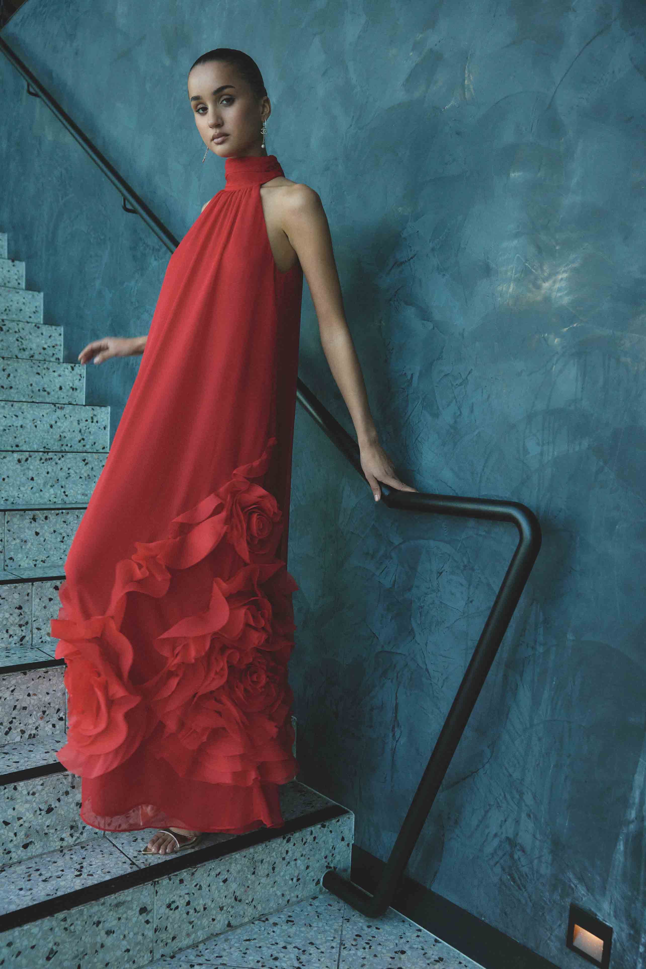 Evelin Halter Gown in Red - Image 2