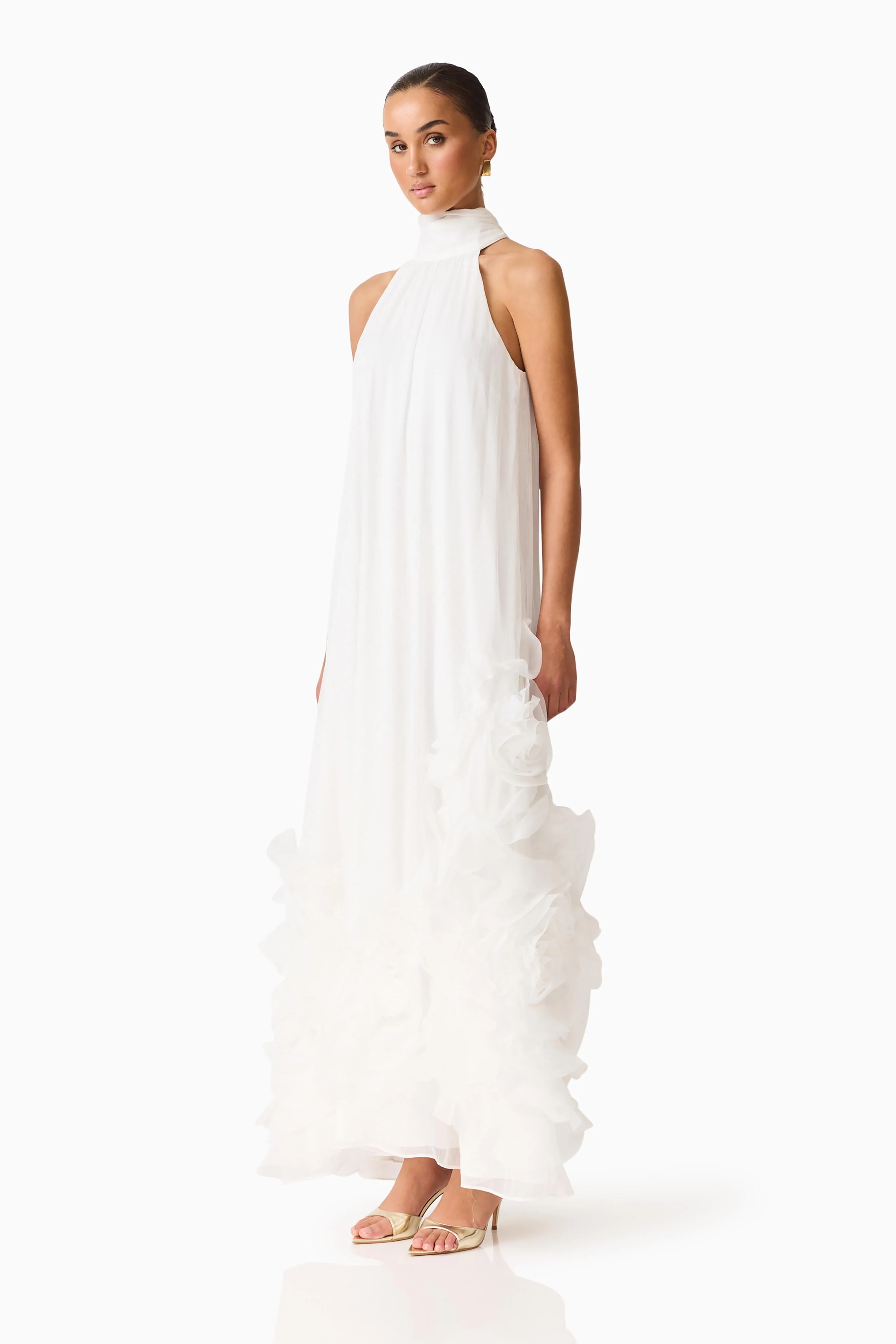Evelin Halter Gown in White - Image 3