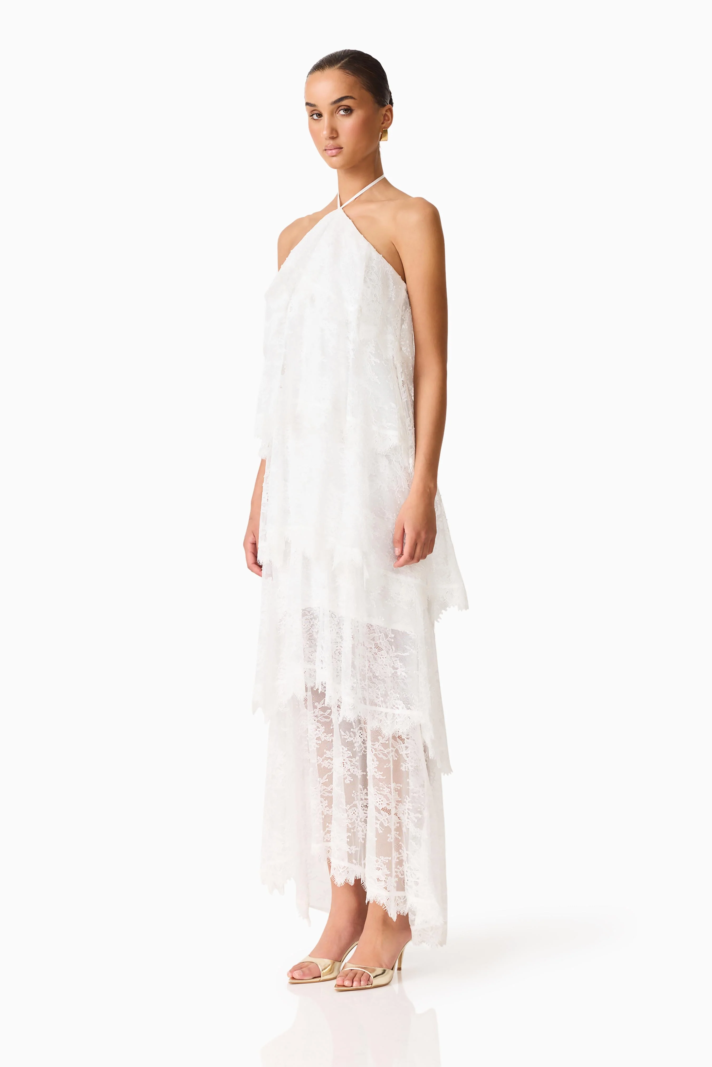 Evelin Lace Gown in White - Image 3