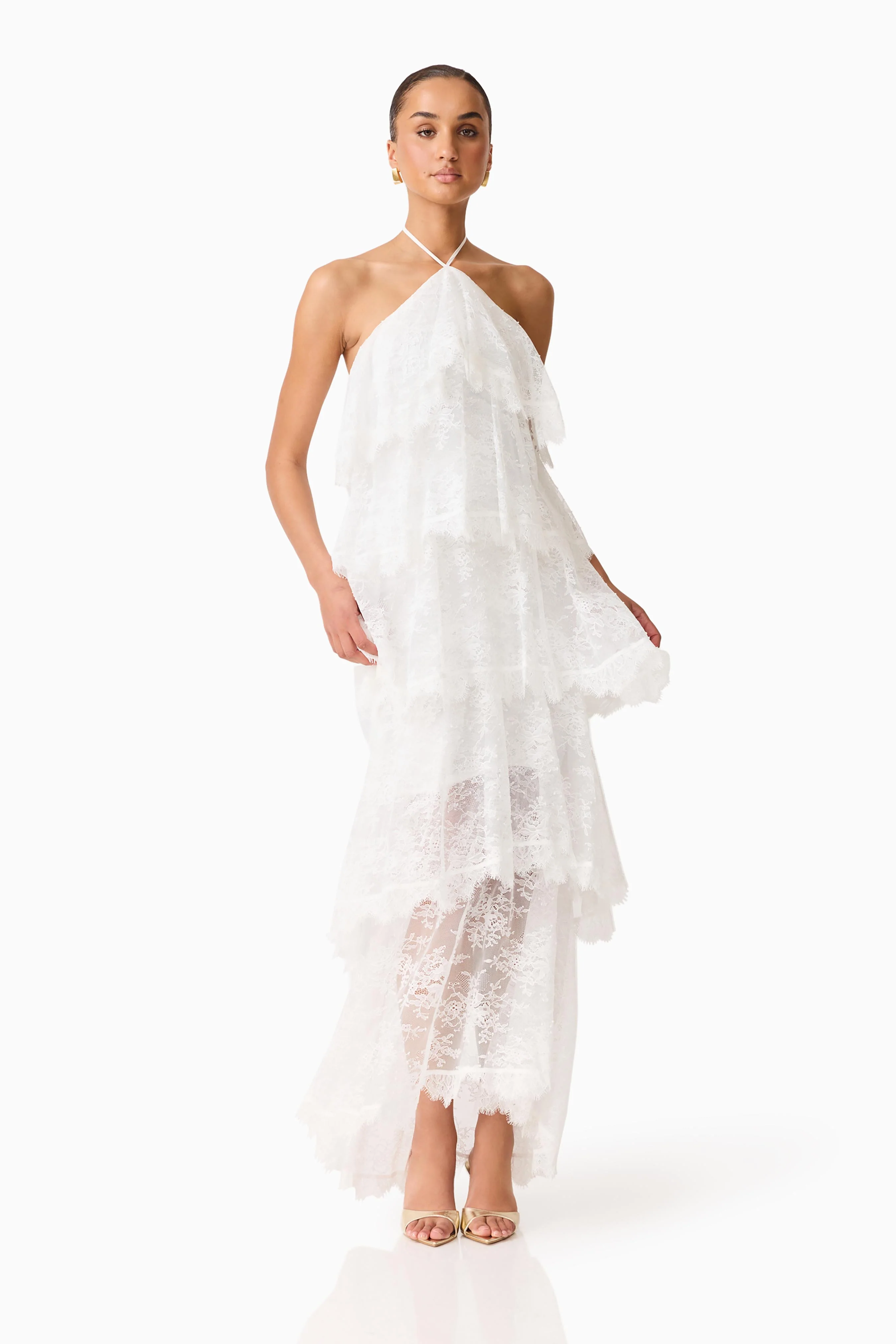 Evelin Lace Gown in White - Image 4