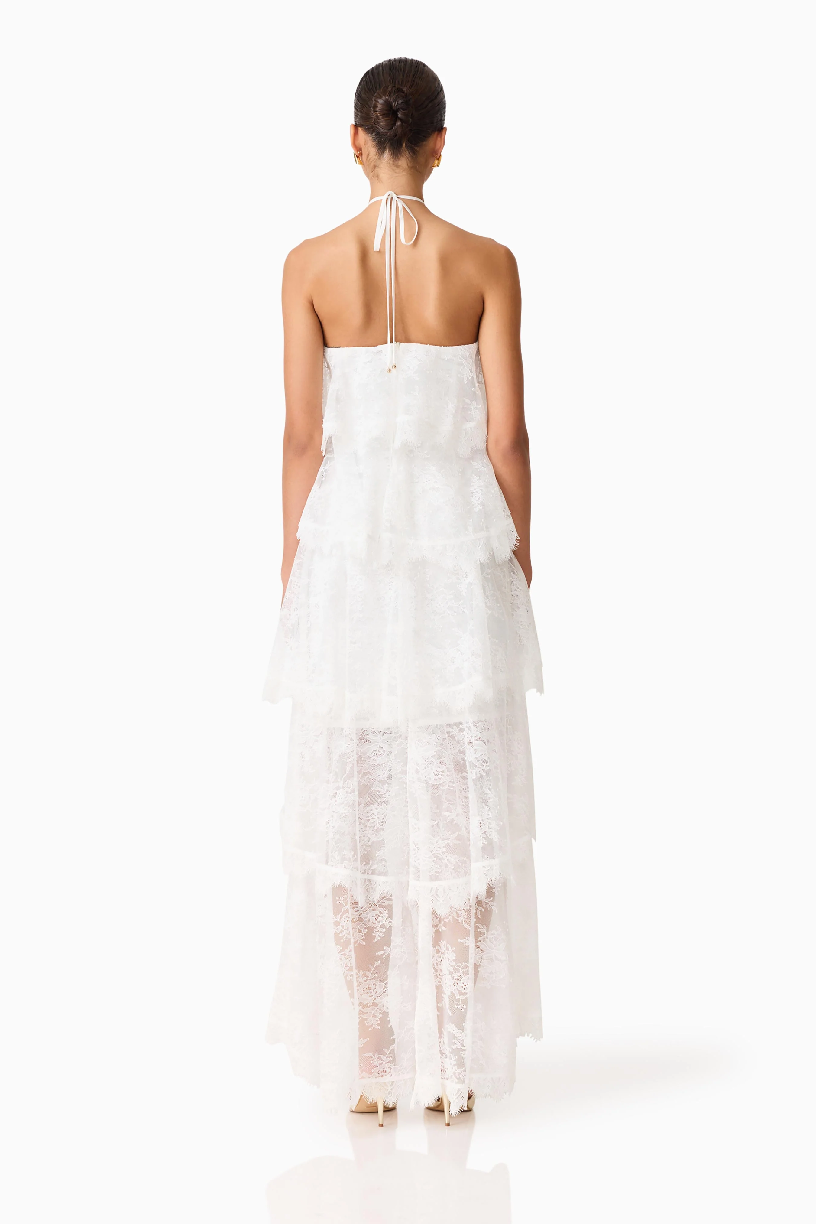 Evelin Lace Gown in White - Image 5