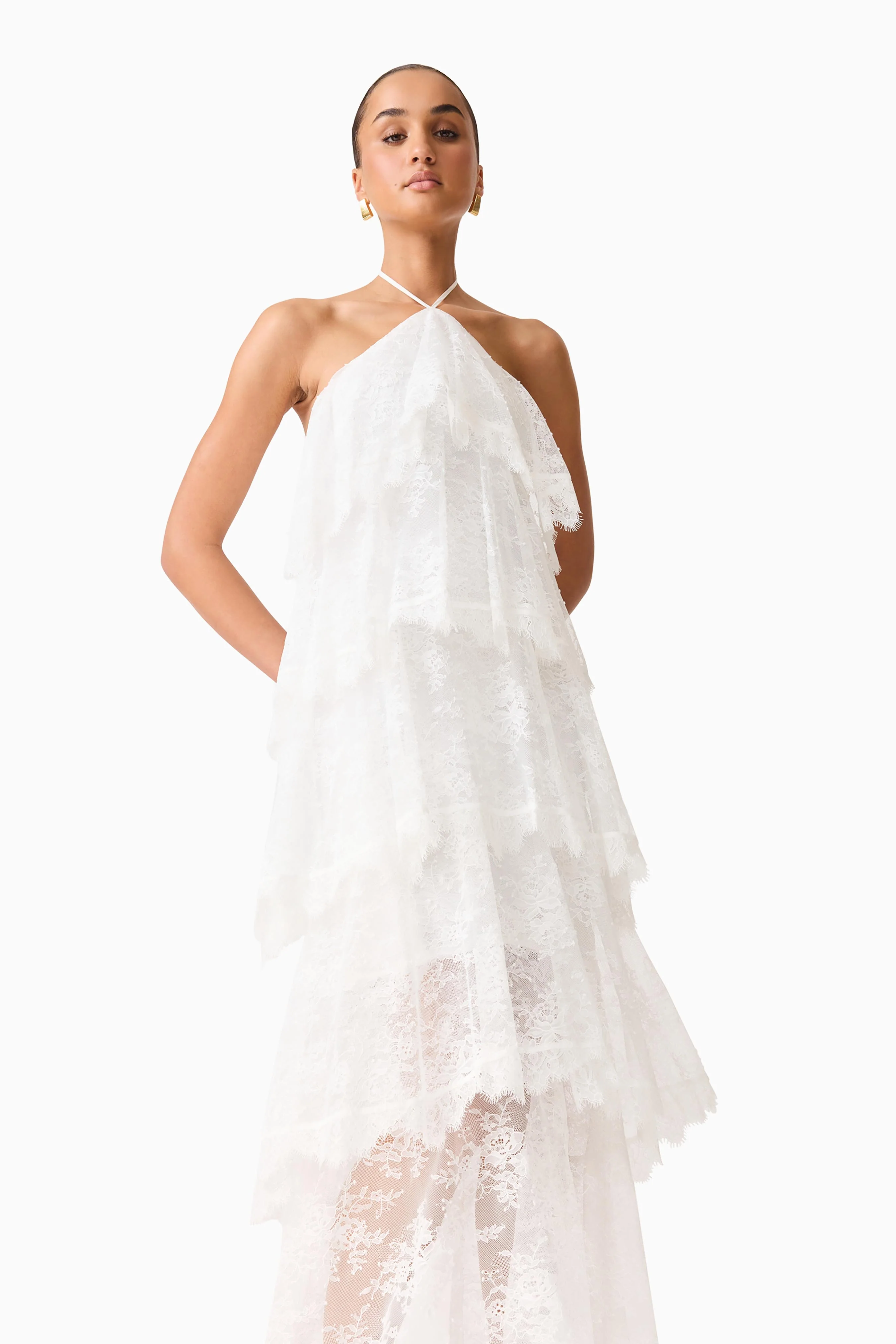 Evelin Lace Gown in White - Image 6