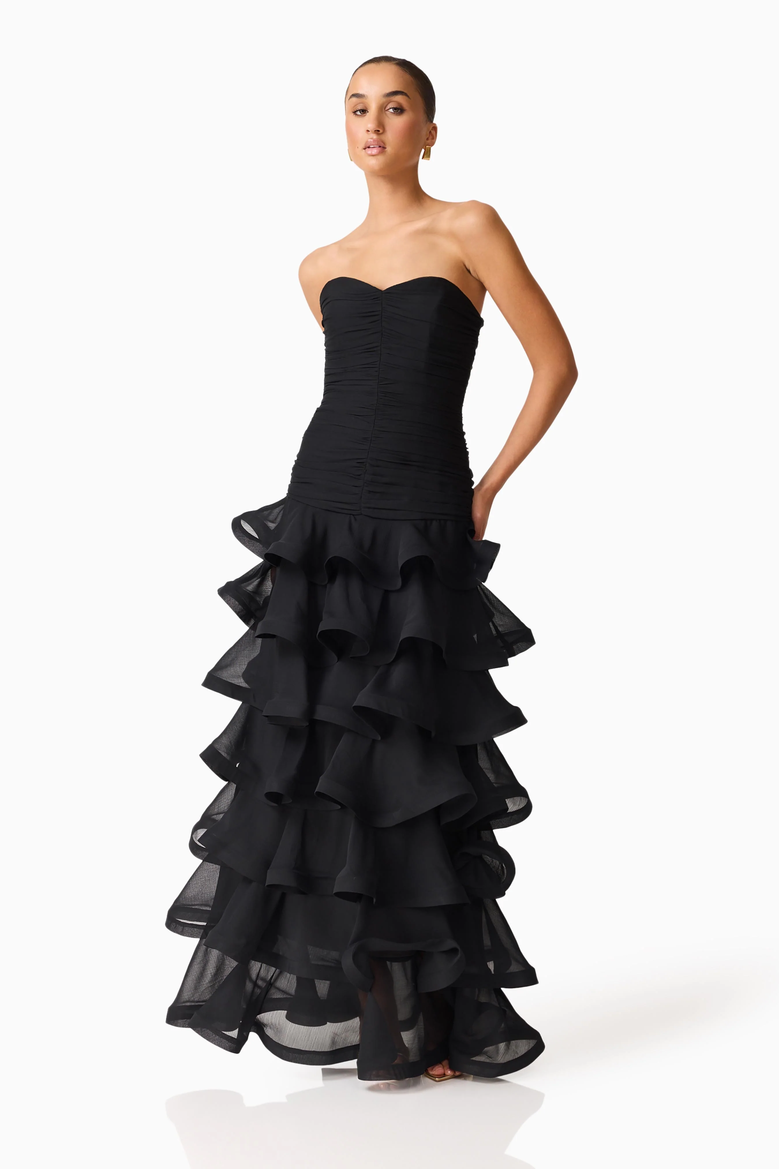 Evelin Tiered Gown in Black - Image 4