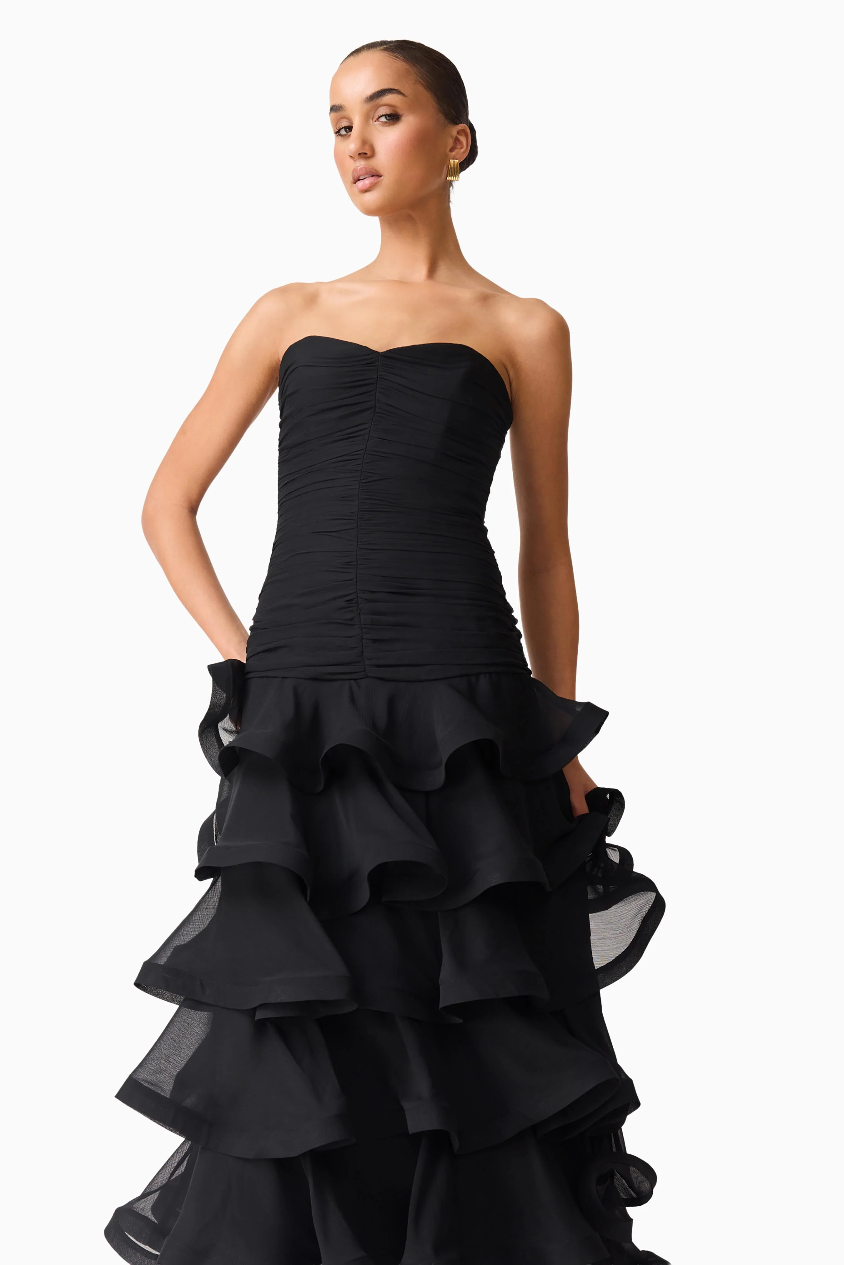 Evelin Tiered Gown in Black - Image 5
