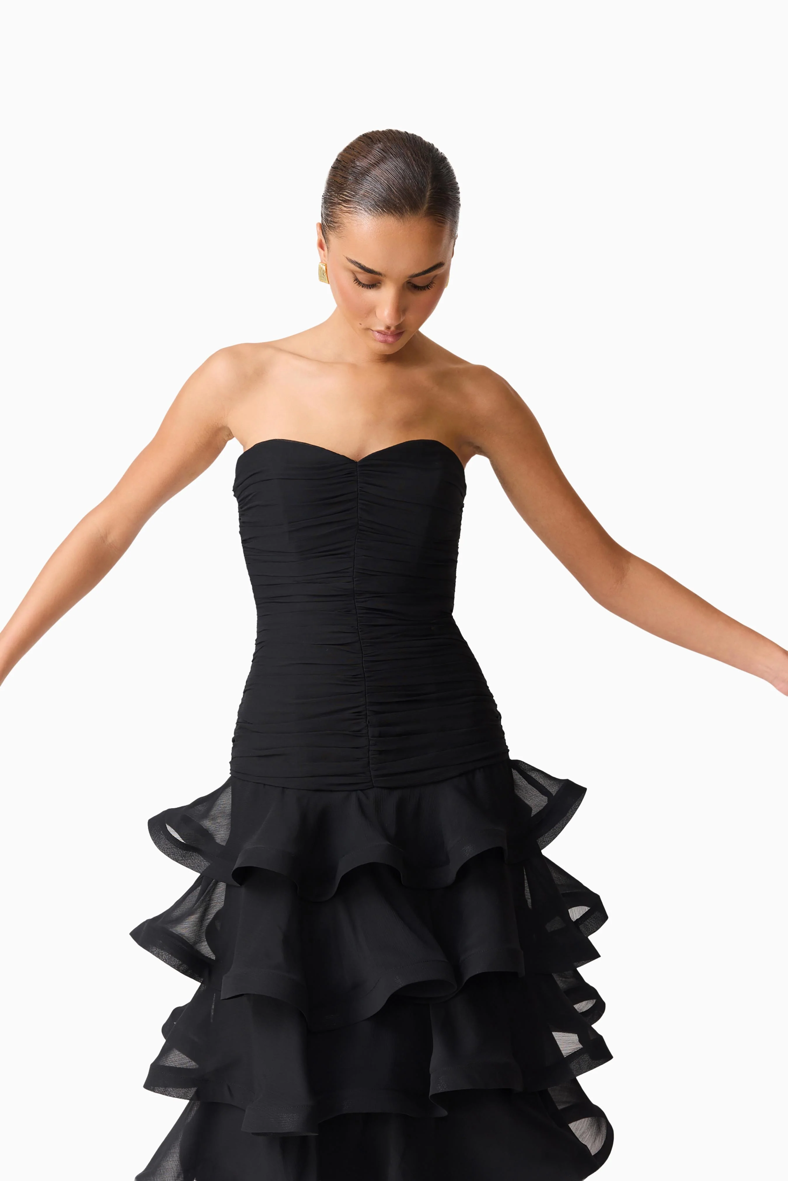 Evelin Tiered Gown in Black - Image 8