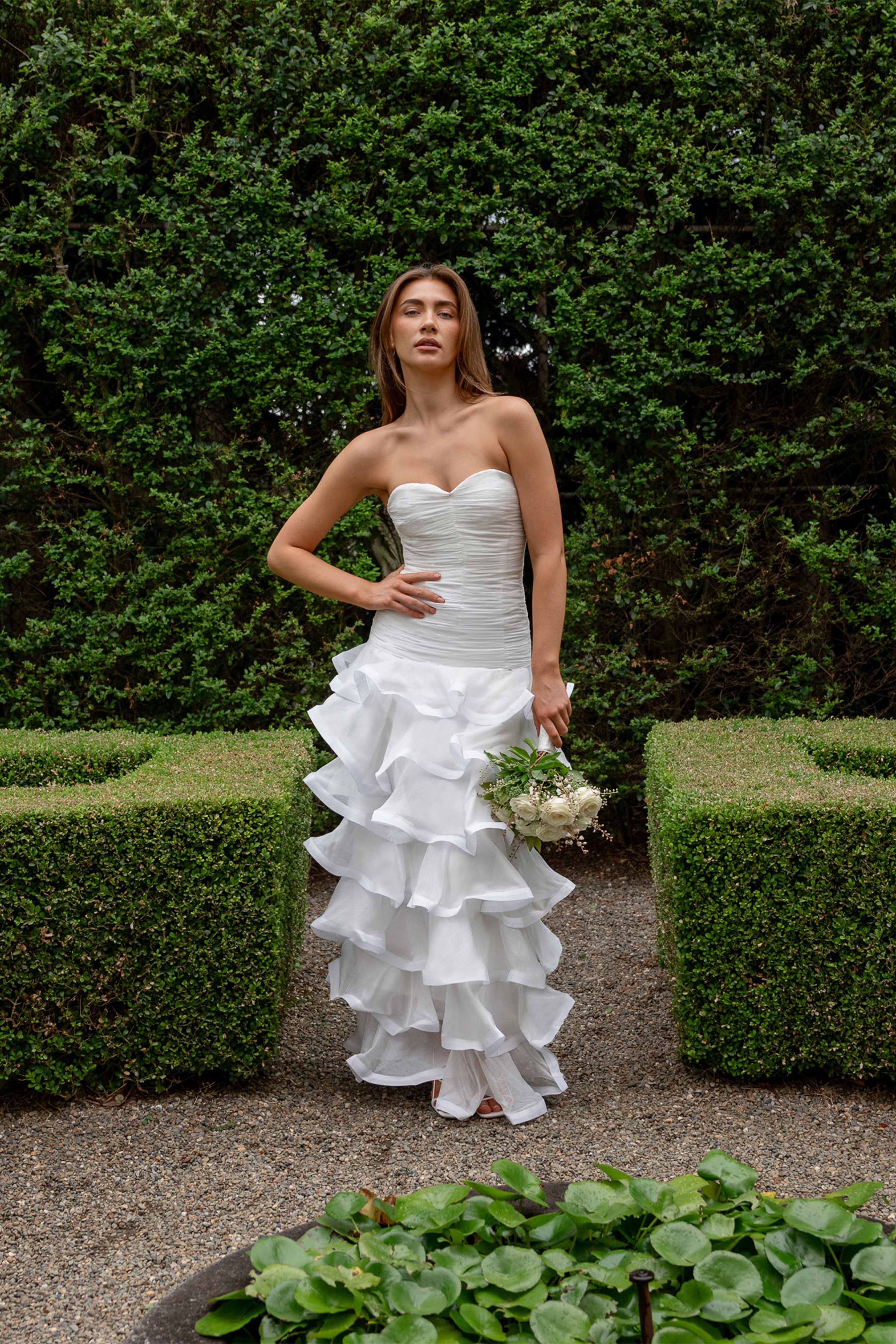 Evelin Tiered Gown in White - Image 2