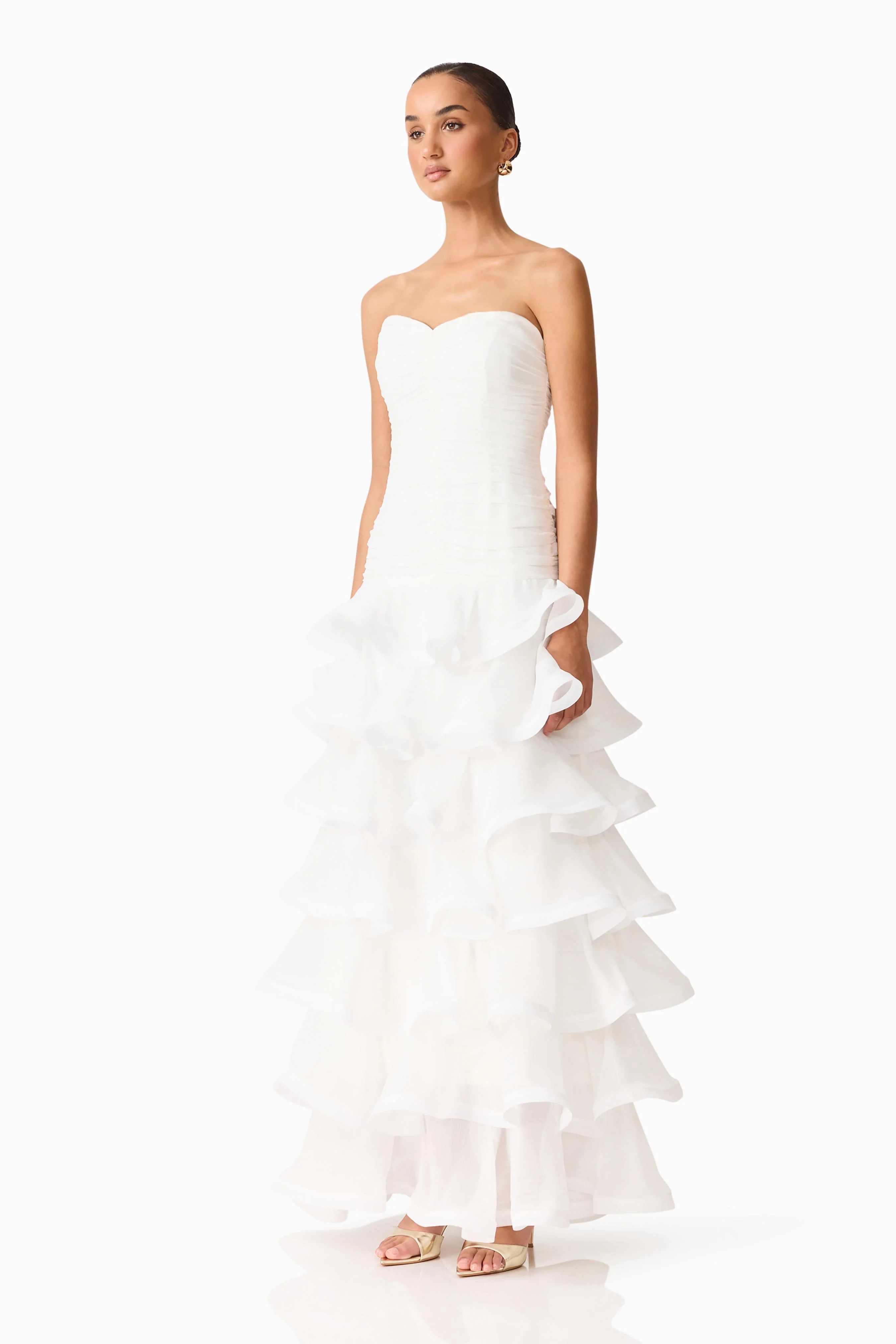 Evelin Tiered Gown in White - Image 4