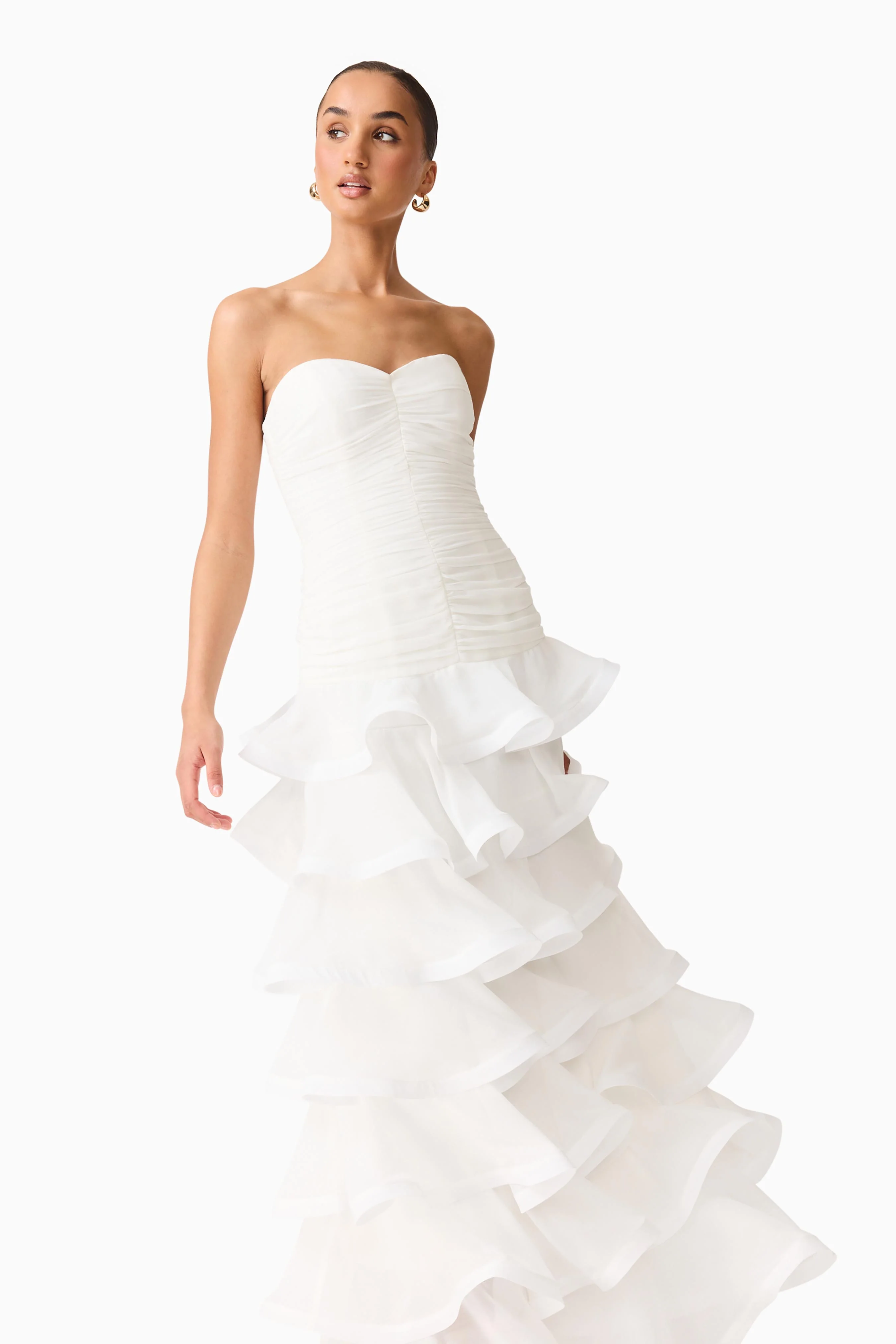 Evelin Tiered Gown in White - Image 5
