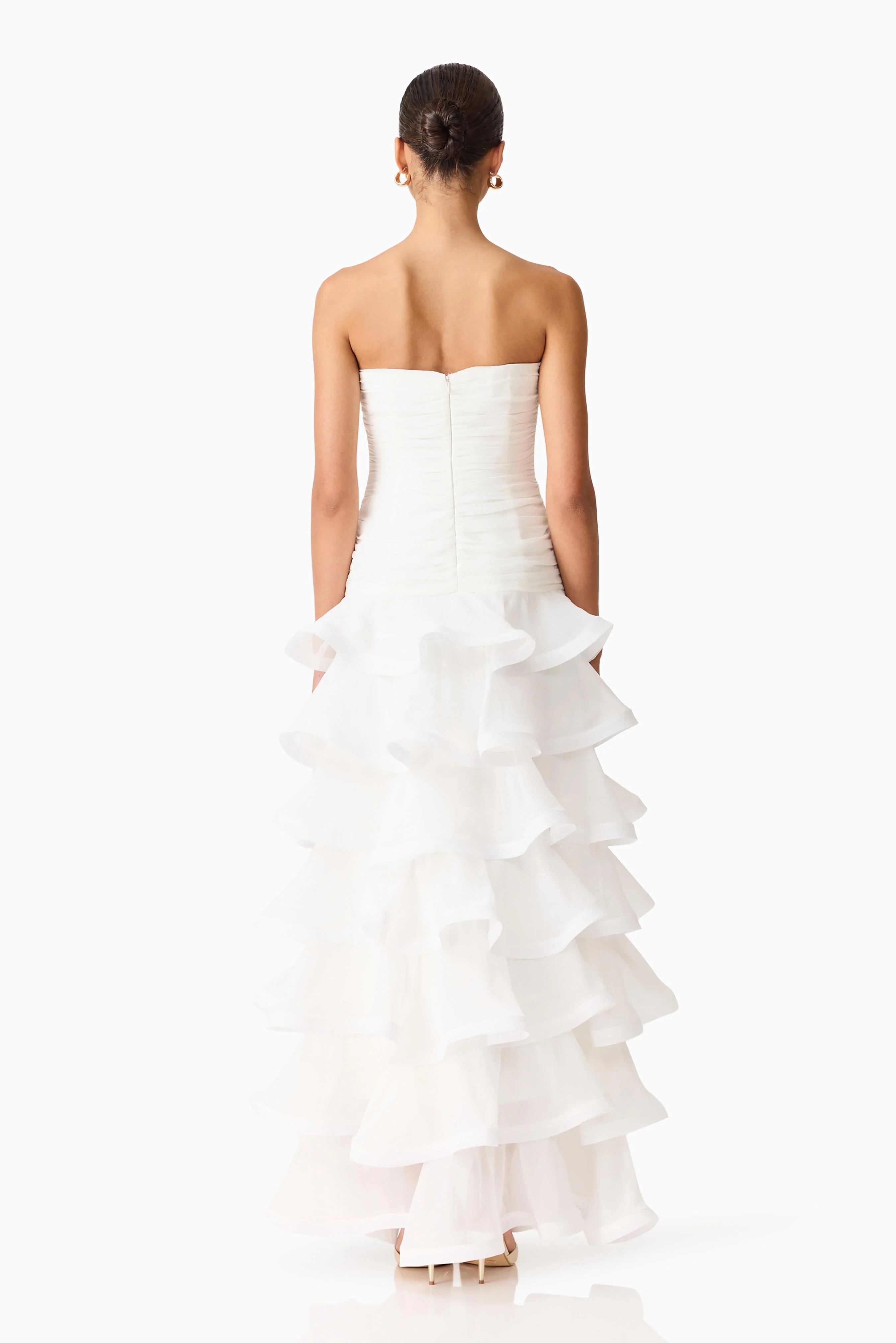 Evelin Tiered Gown in White - Image 6