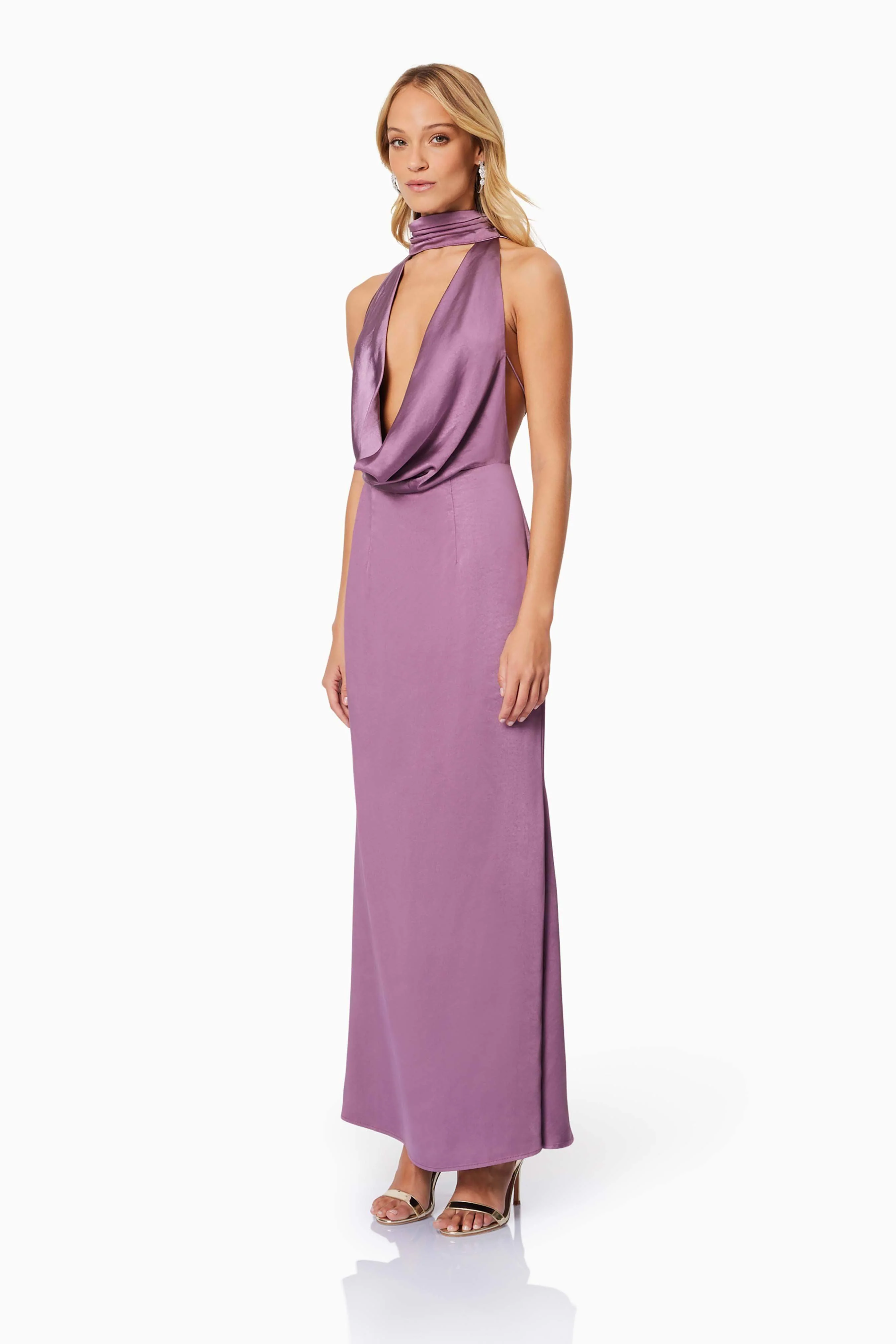 Faith Deep Neckline Maxi Dress In Purple - Image 4