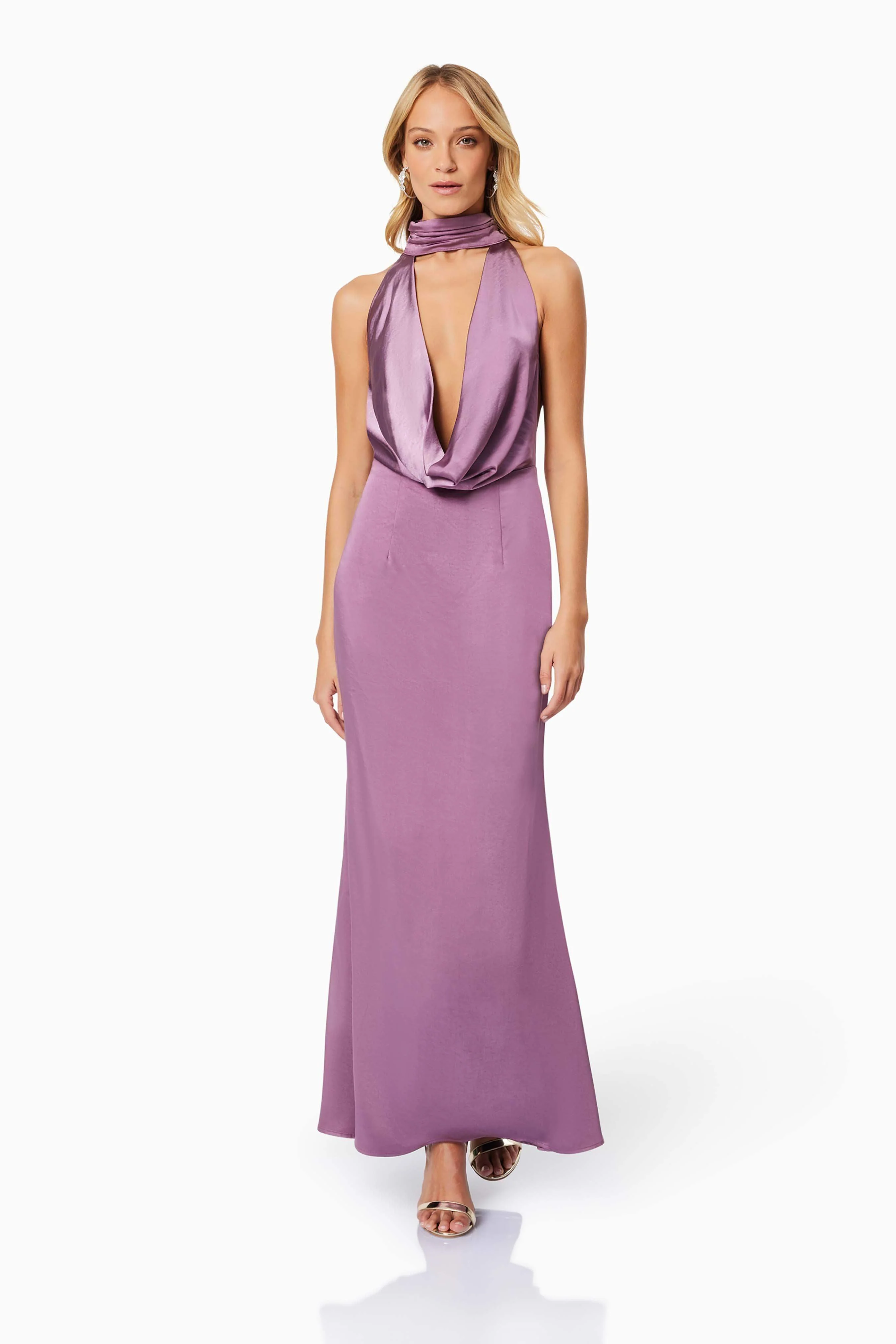 Faith Deep Neckline Maxi Dress In Purple - Image 5