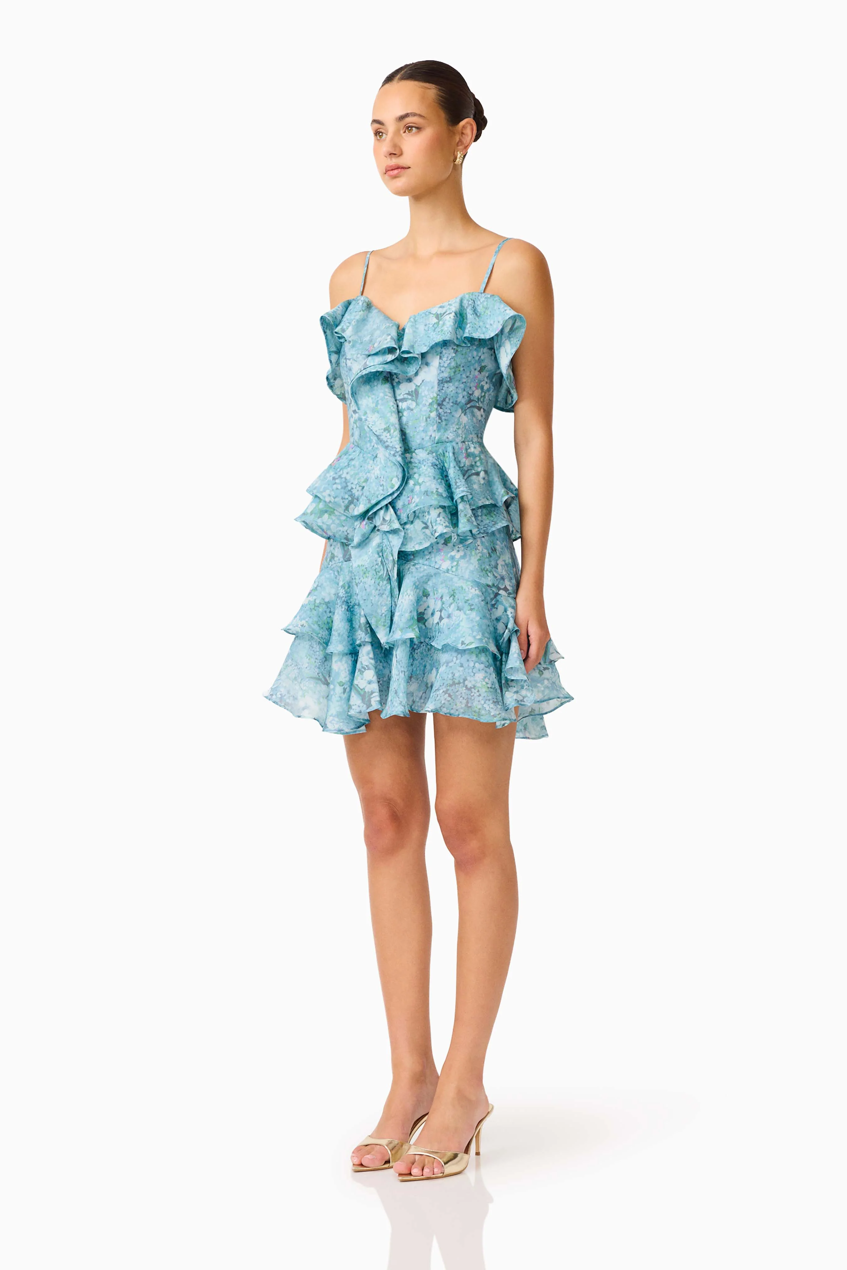 Faye Mini Dress in Blue - Image 3