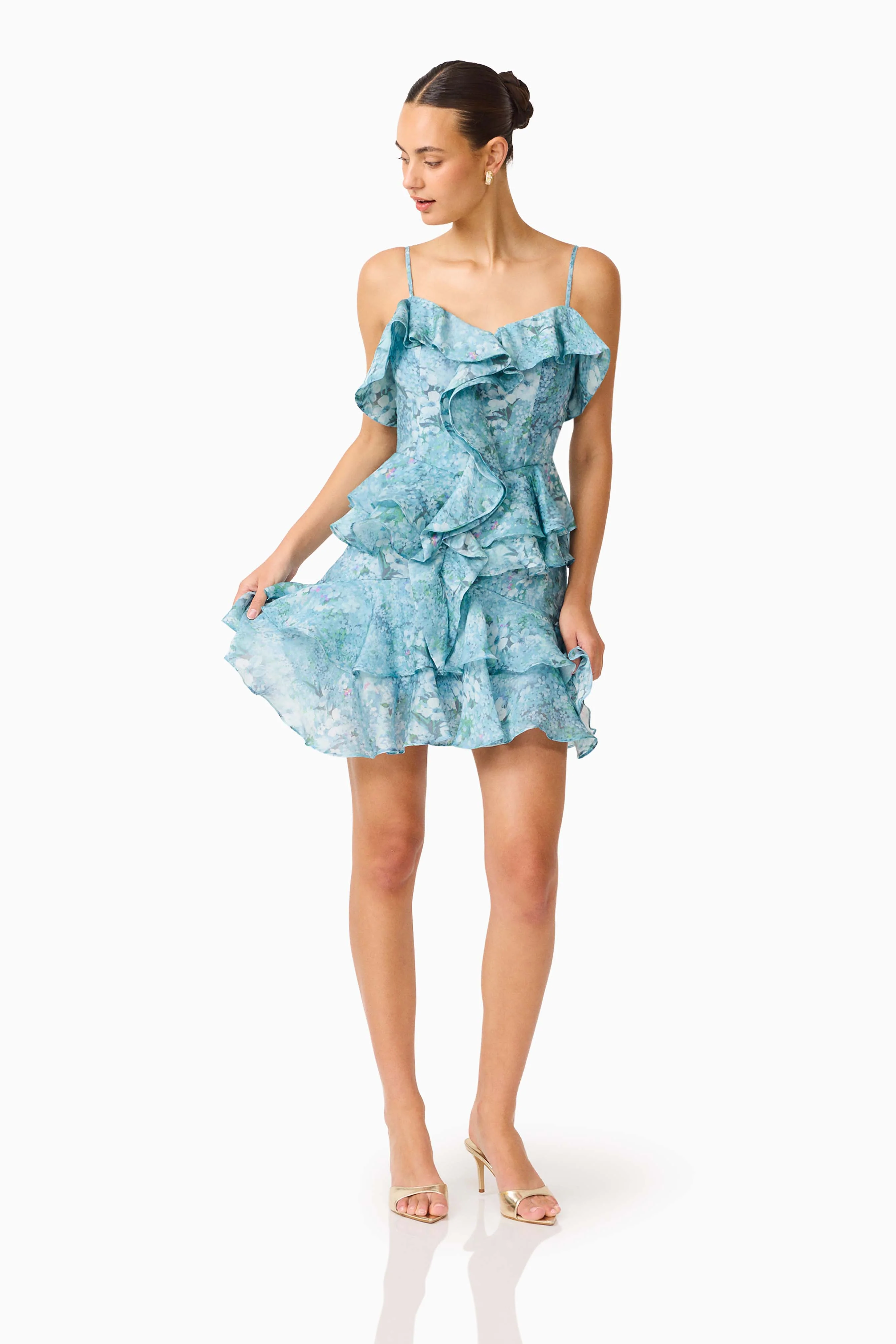 Faye Mini Dress in Blue - Image 4