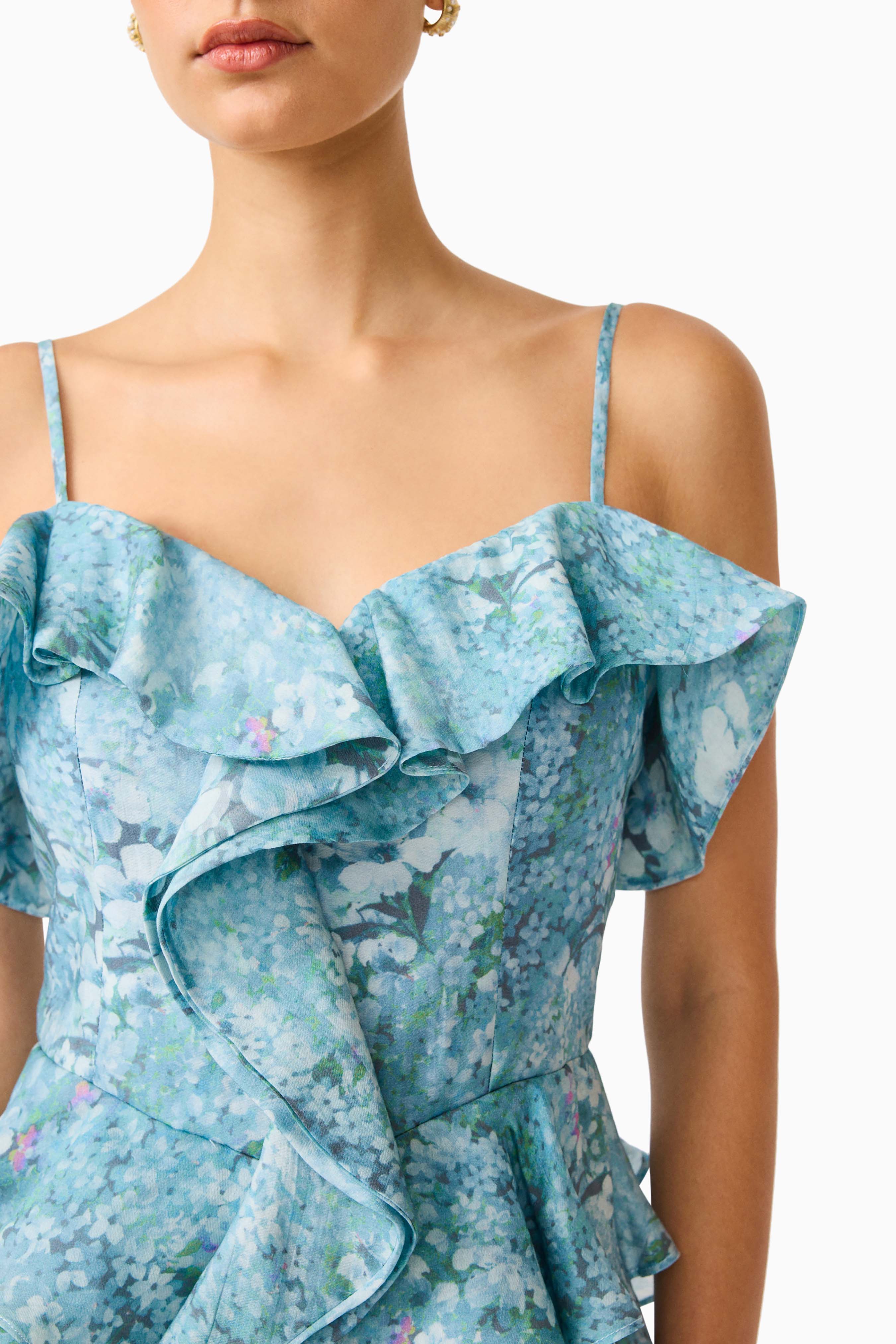 Faye Mini Dress in Blue - Image 6