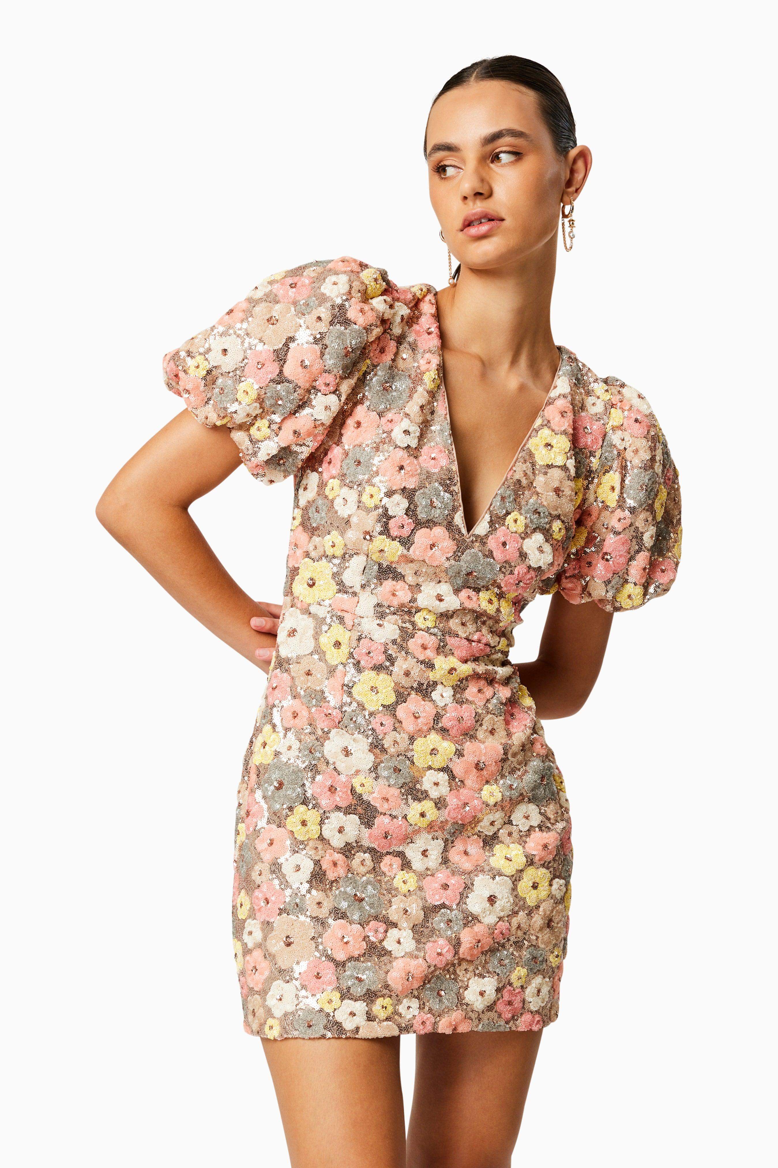 Garden Mini Puff Sleeve Dress In Florals - Image 2