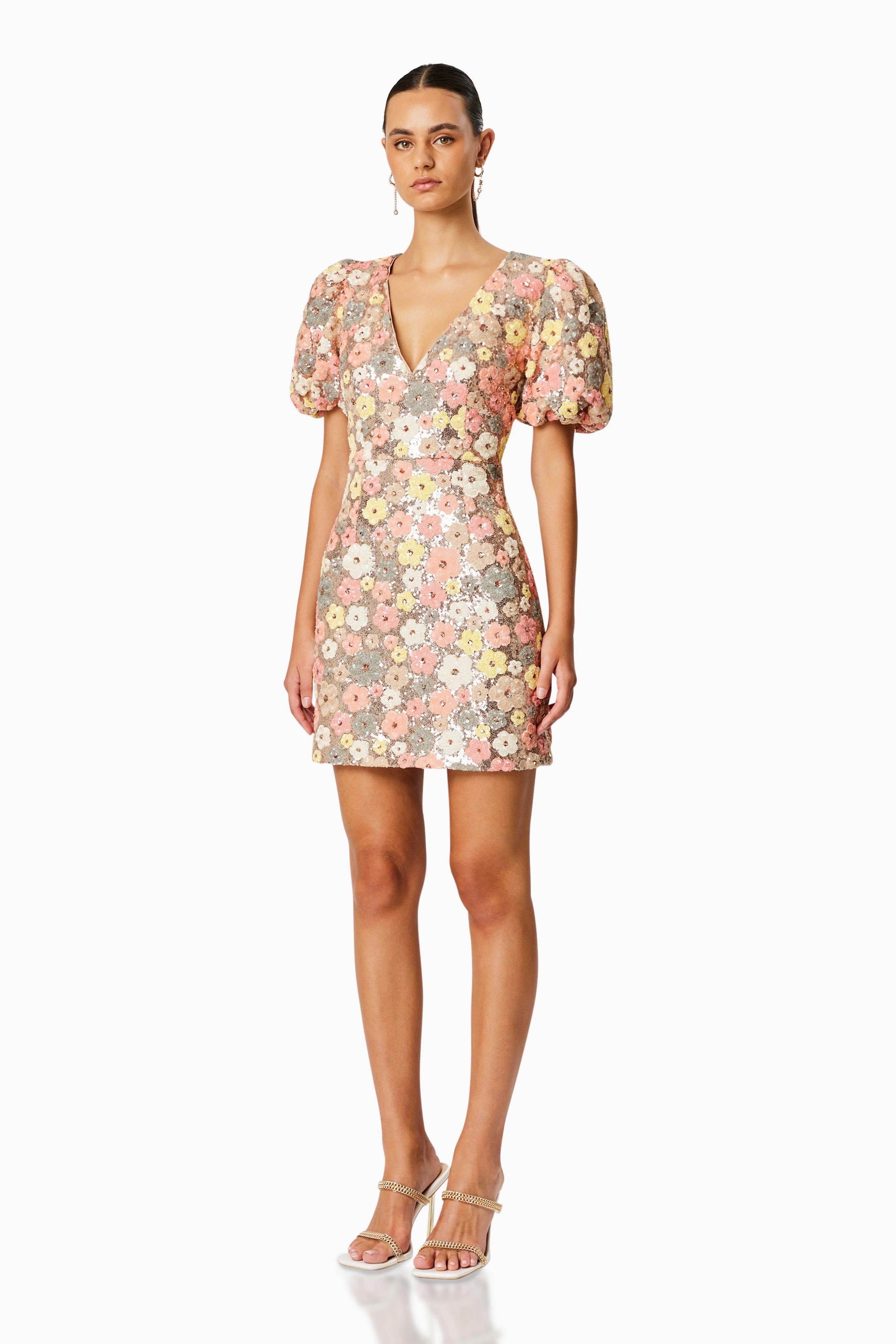 Garden Mini Puff Sleeve Dress In Florals - Image 3