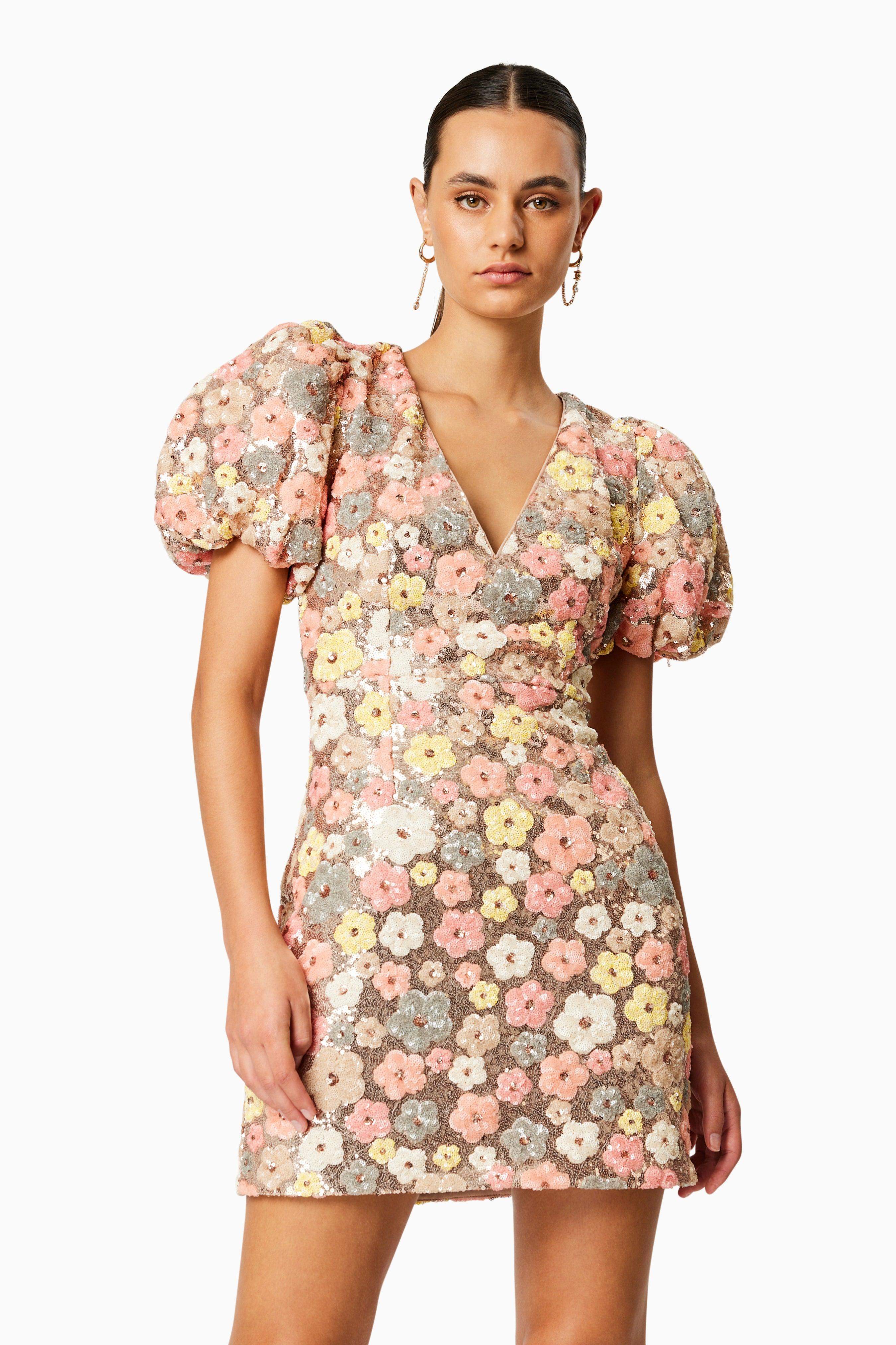 Garden Mini Puff Sleeve Dress In Florals - Image 6