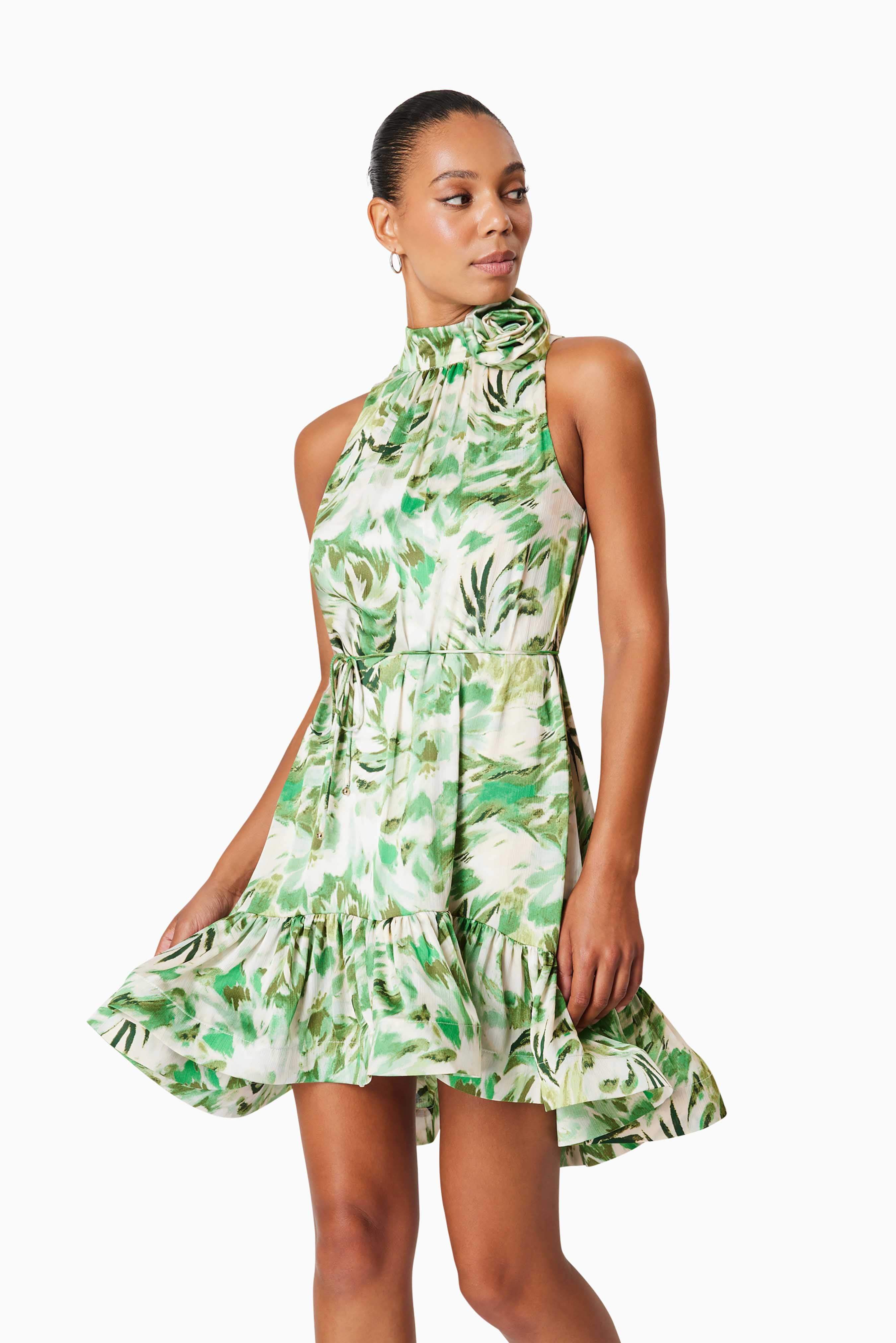 Georgia Babydoll Day Dress In Green - Image 2