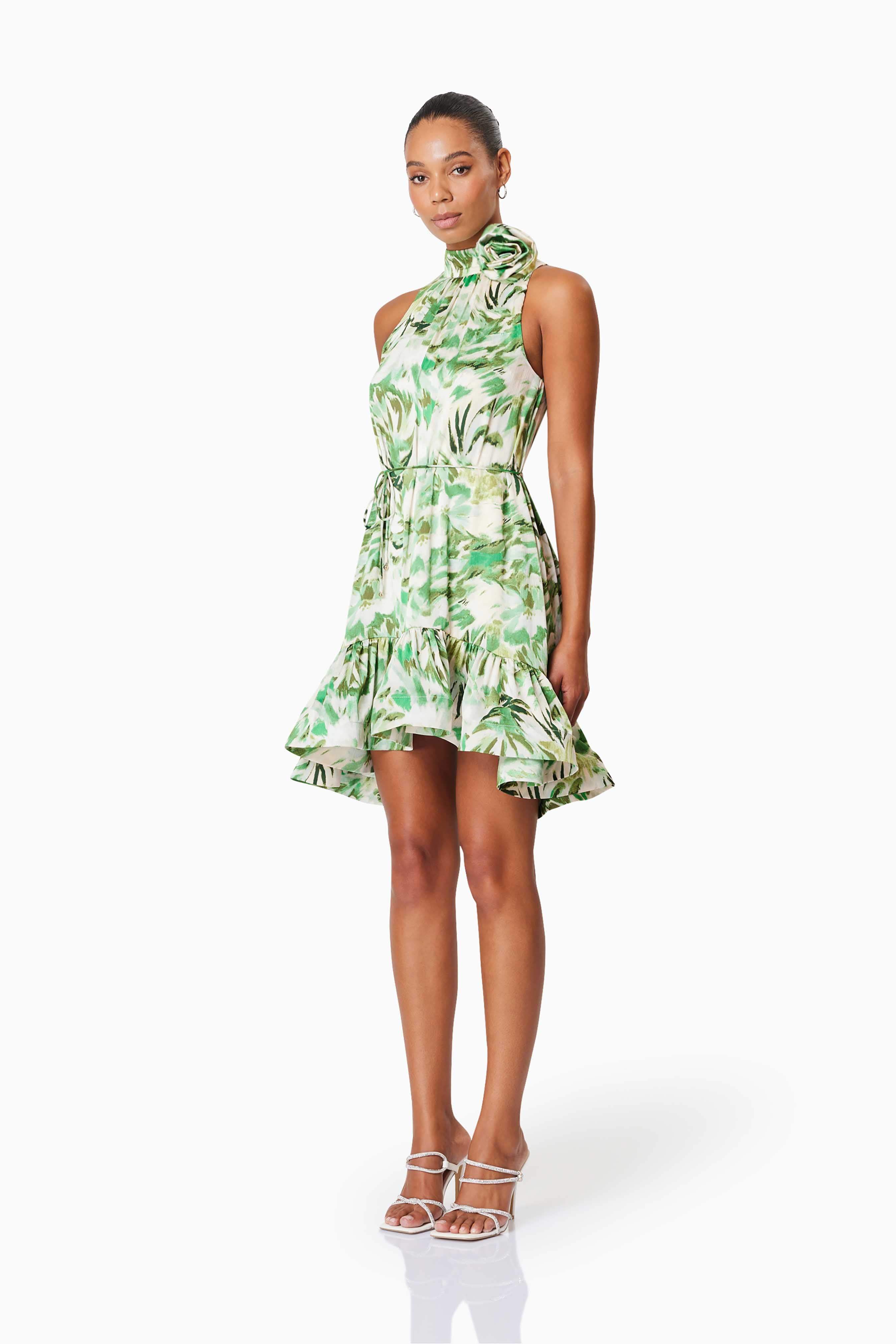 Georgia Babydoll Day Dress In Green - Image 3