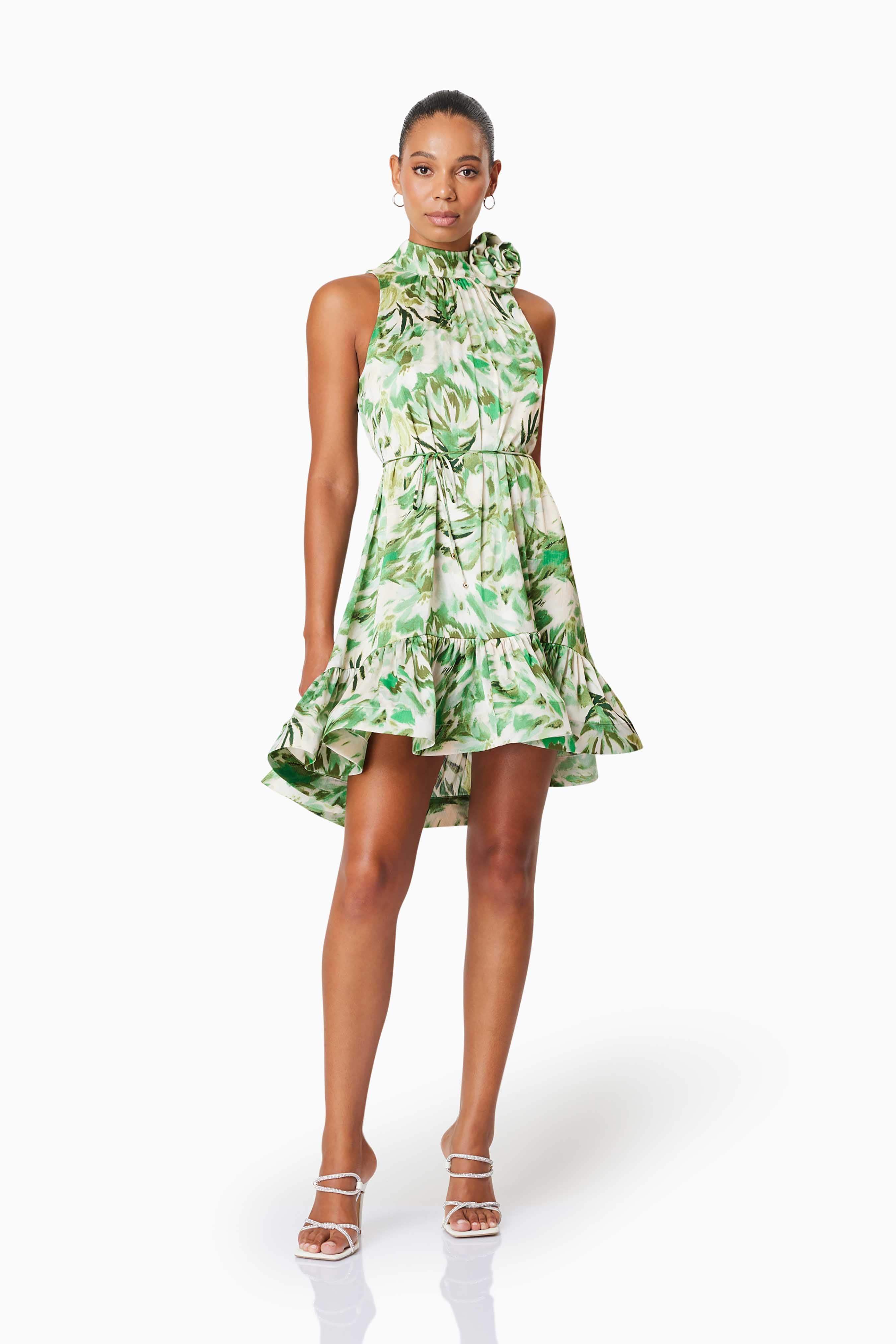 Georgia Babydoll Day Dress In Green - Image 4