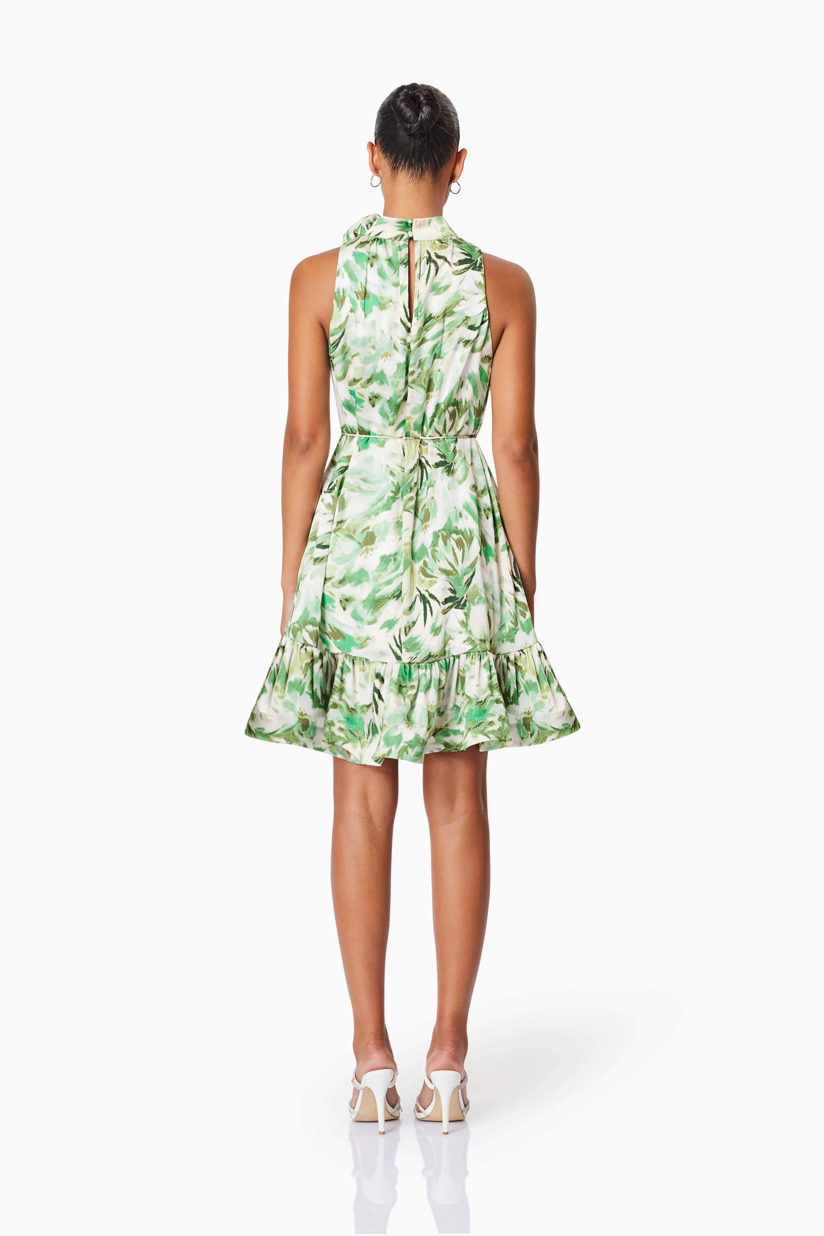 Georgia Babydoll Day Dress In Green - Image 5