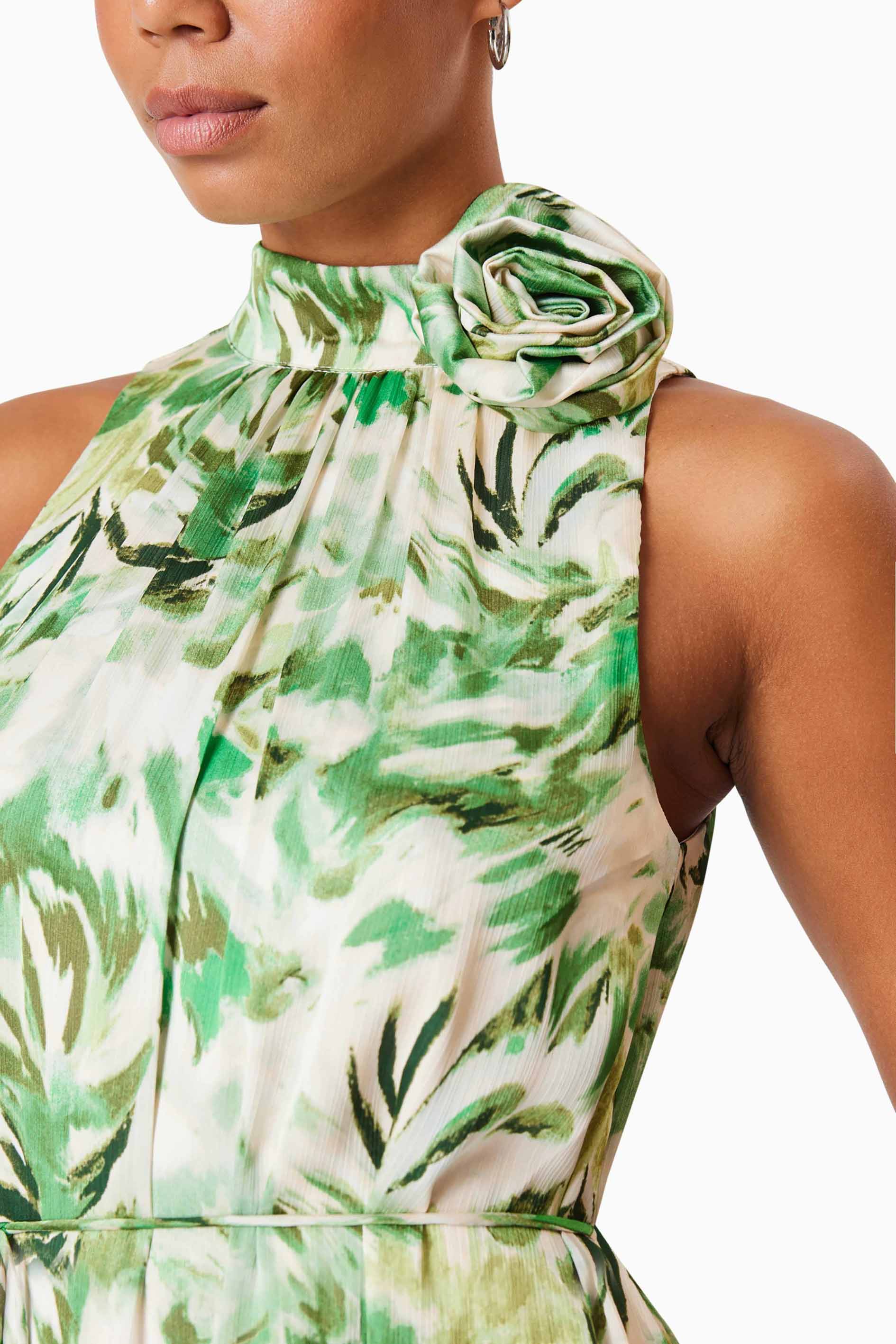 Georgia Babydoll Day Dress In Green - Image 6