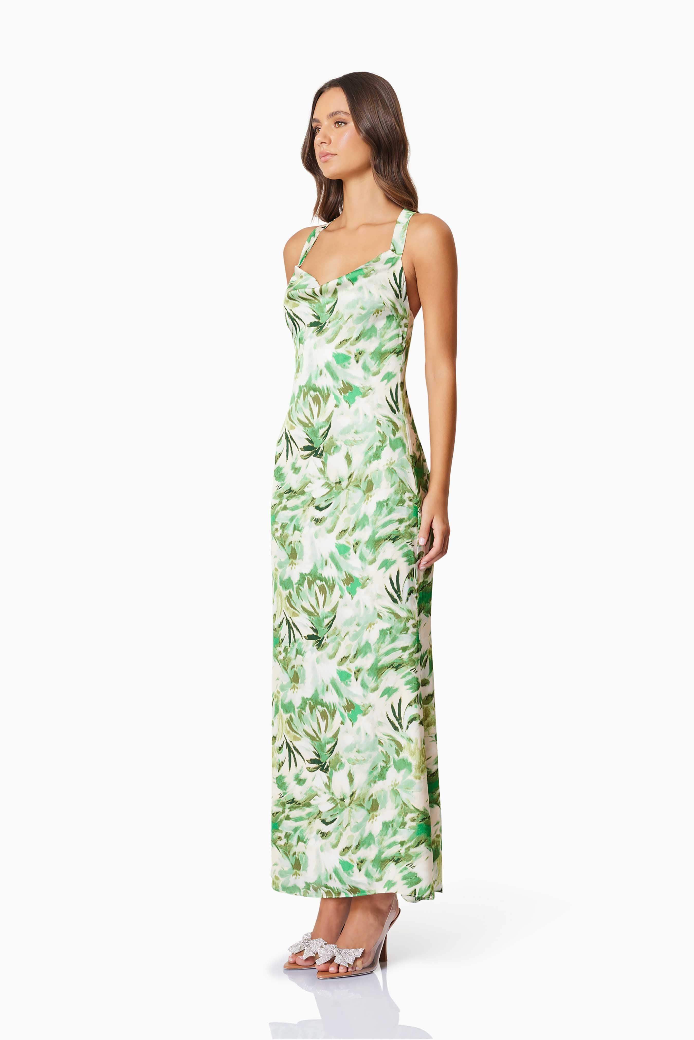 Georgia Cocktail Maxi Dress In Green - Image 3