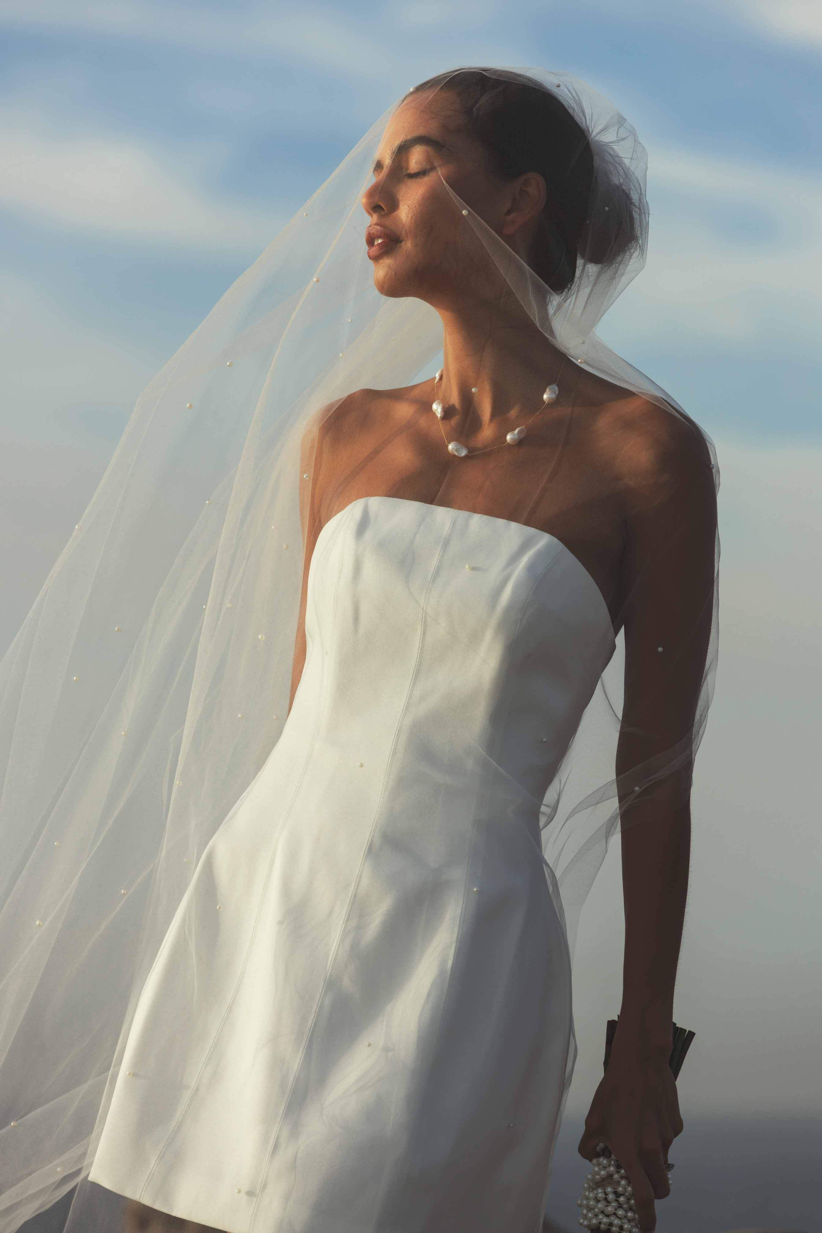 Geranium Strapless Party Dress In White - Image 2