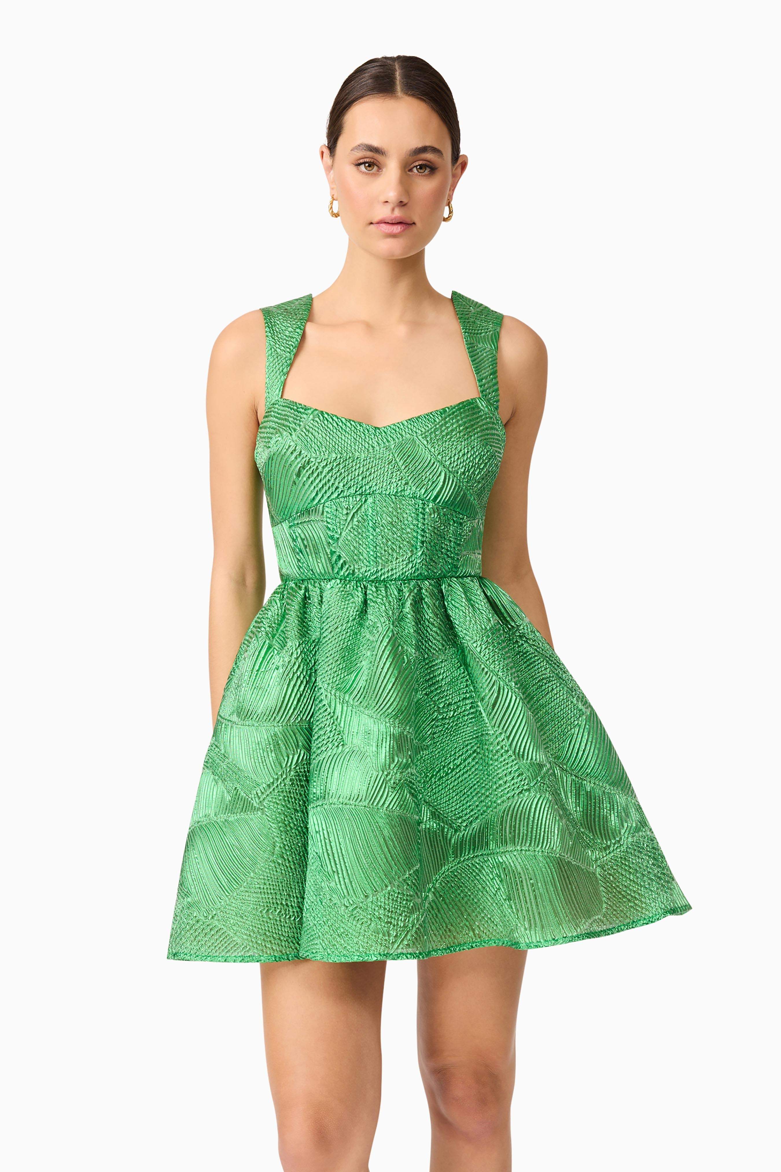 Ginnifer A-Line Mini Dress in Green - Image 2