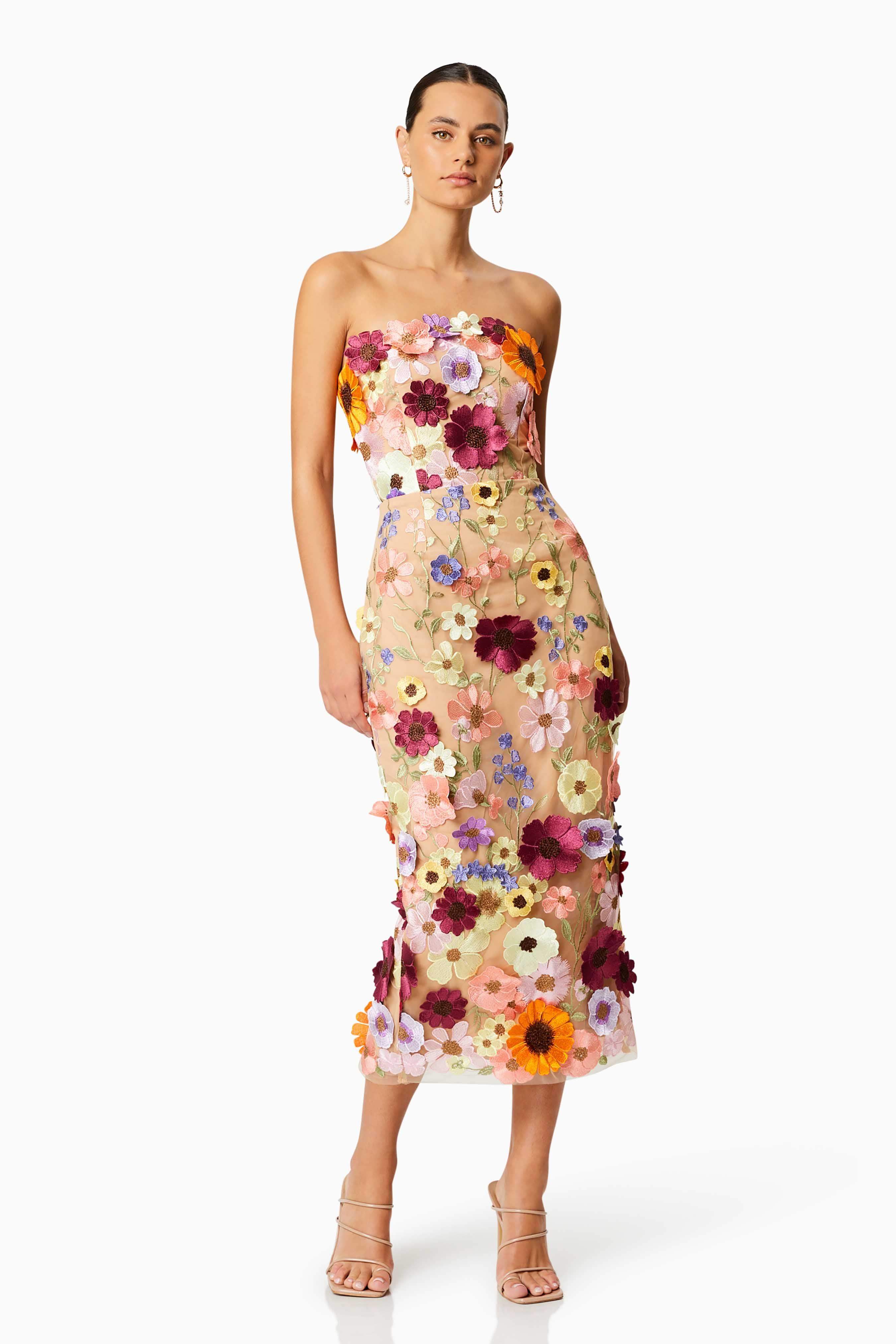 Helena Strapless Midi Dress In Pink - Image 4