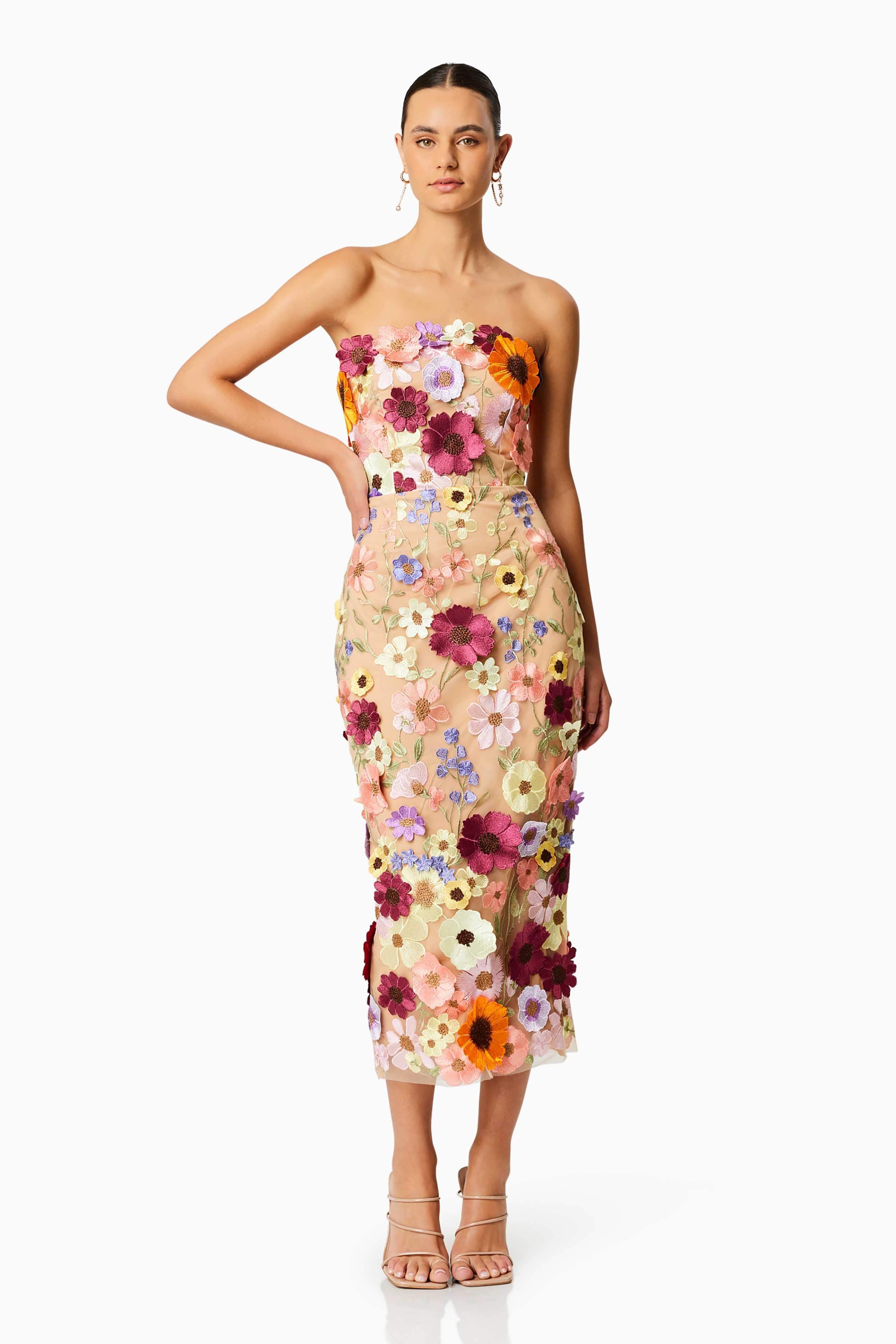 Helena Strapless Midi Dress In Pink - Image 8