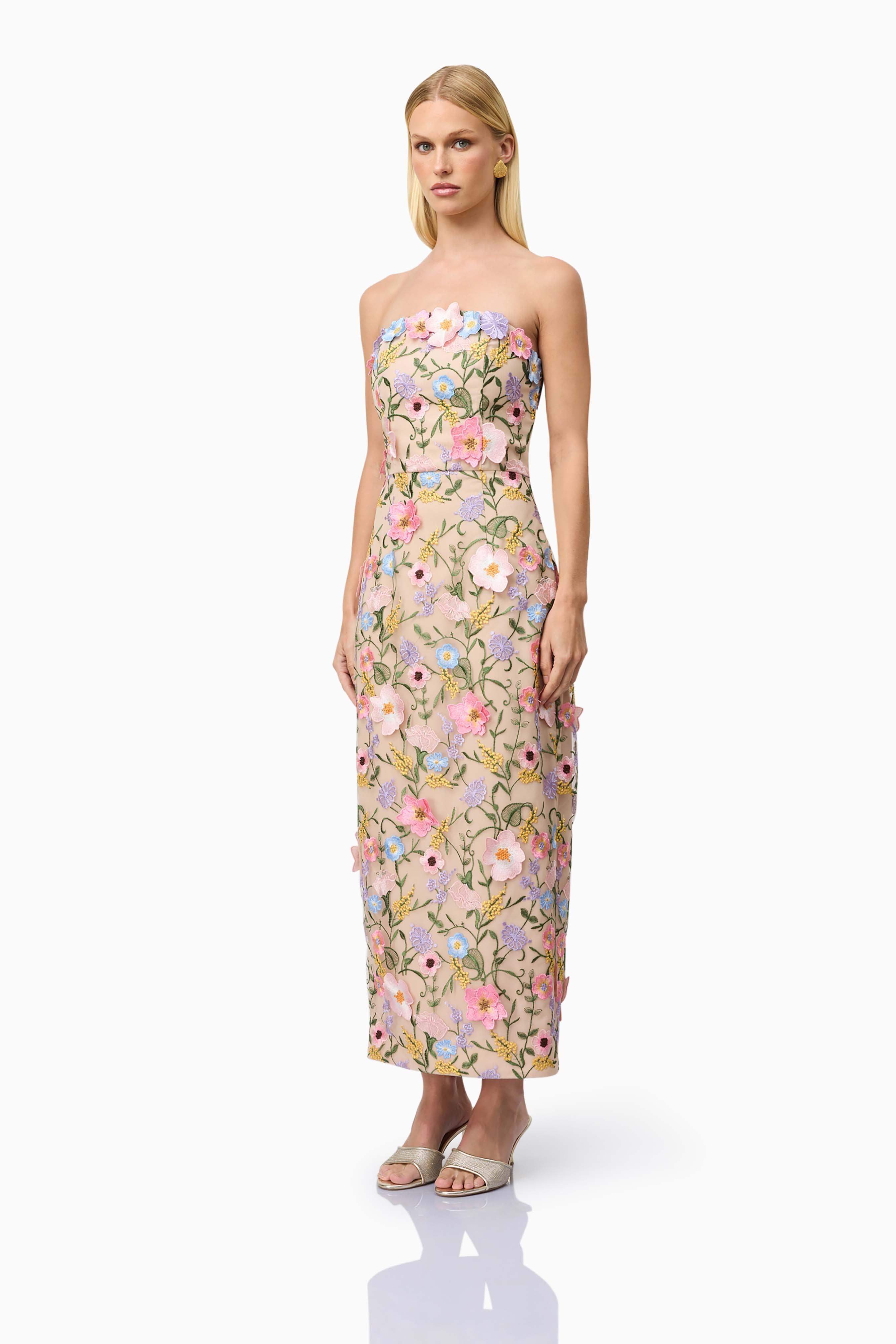 Helena Strapless Midi Dress In Floral - Image 3