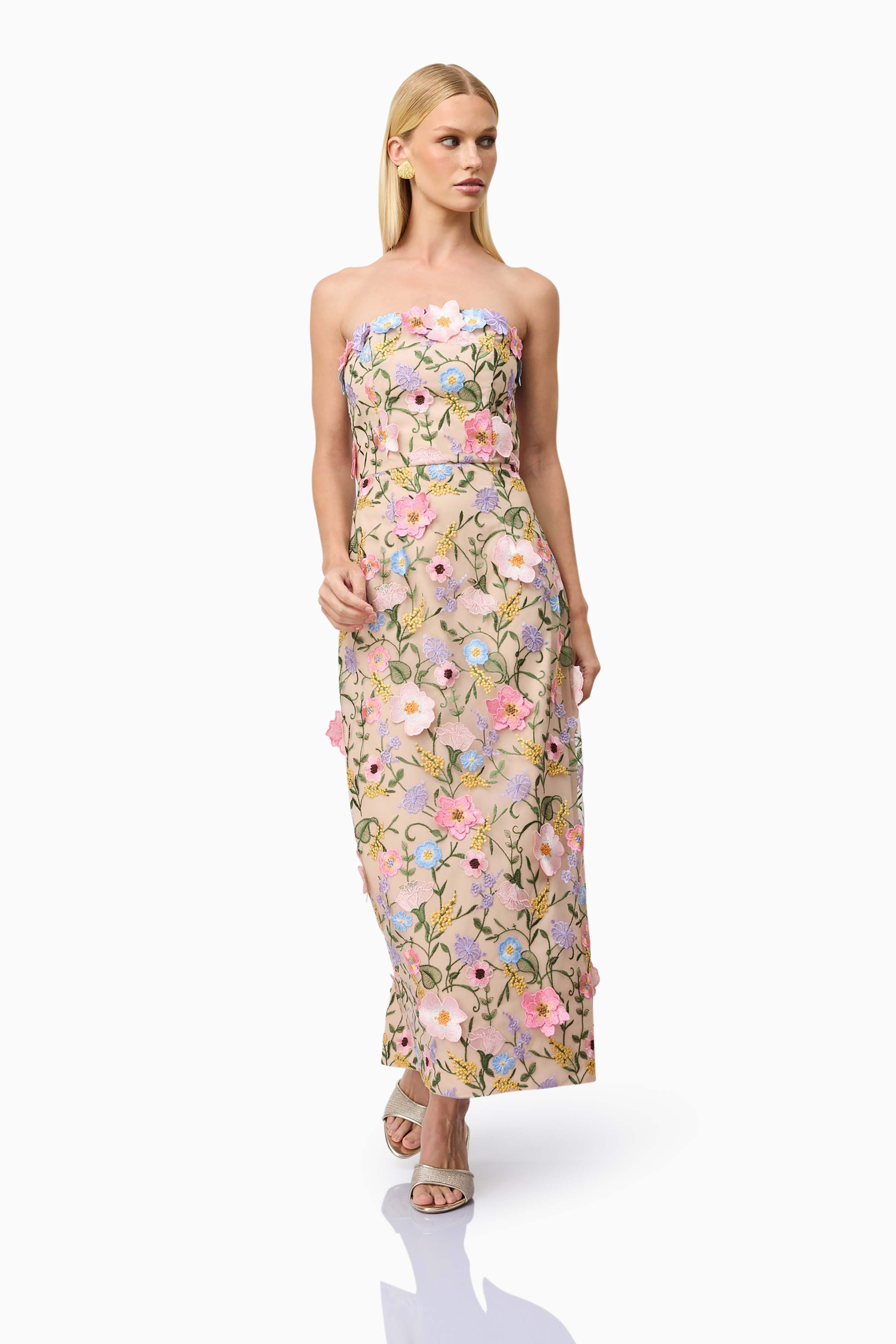 Helena Strapless Midi Dress In Floral - Image 4